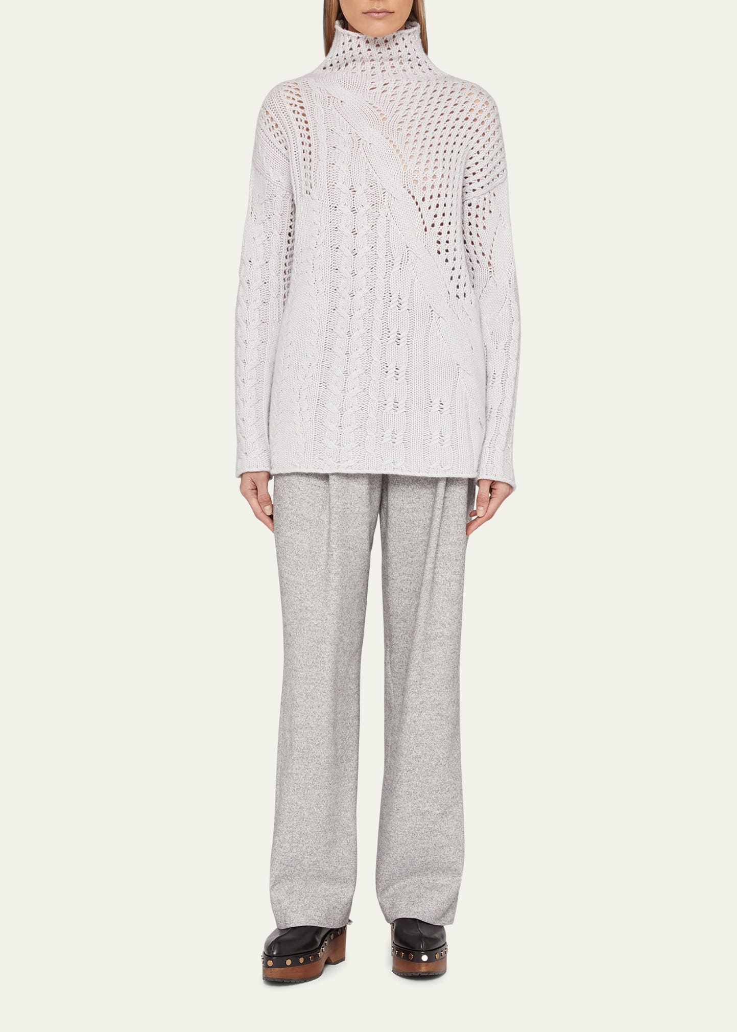 Cashmere Cable High-Neck Tunic