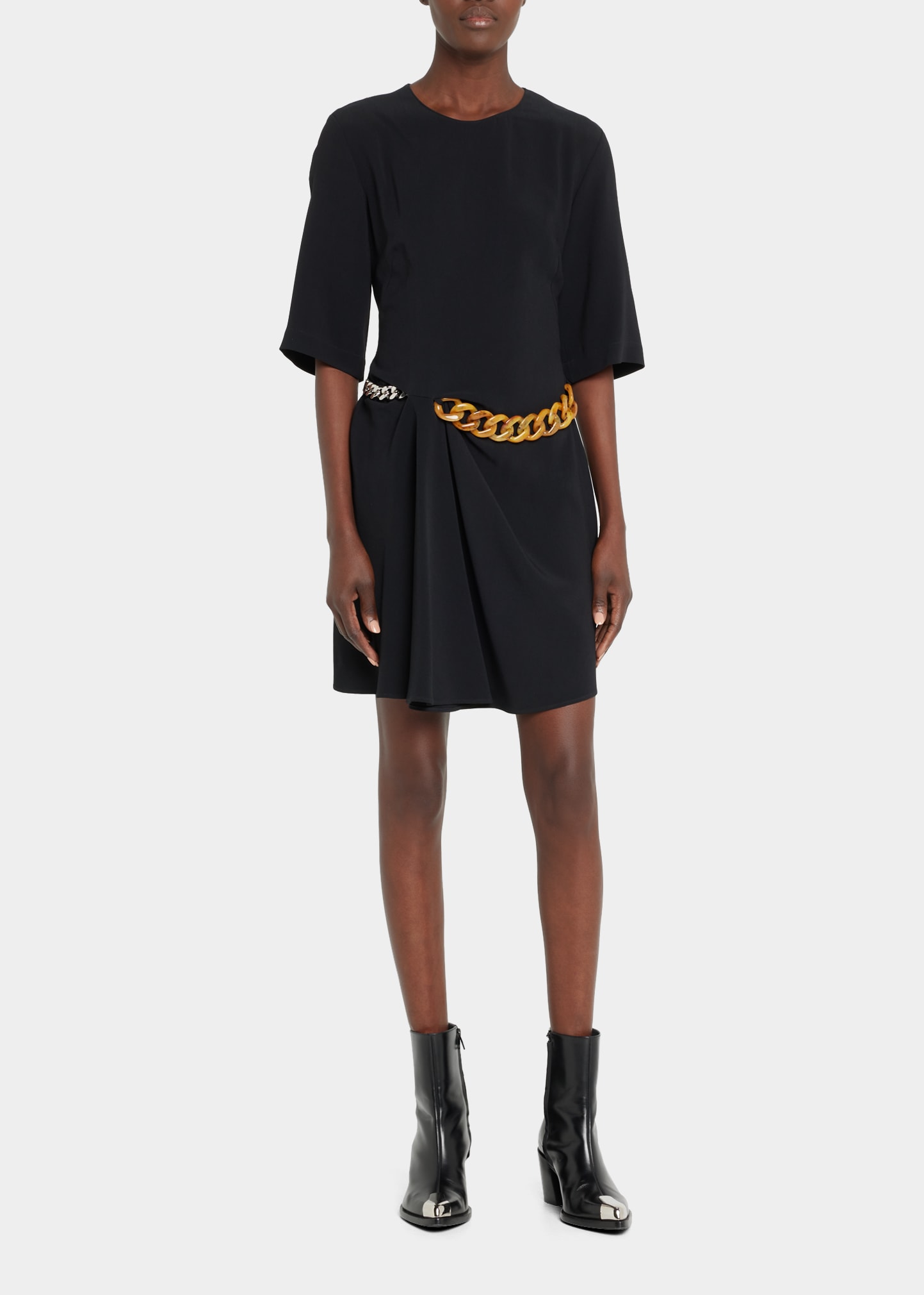 Stella Mccartney Chain-detail Draped Mini Dress In Black
