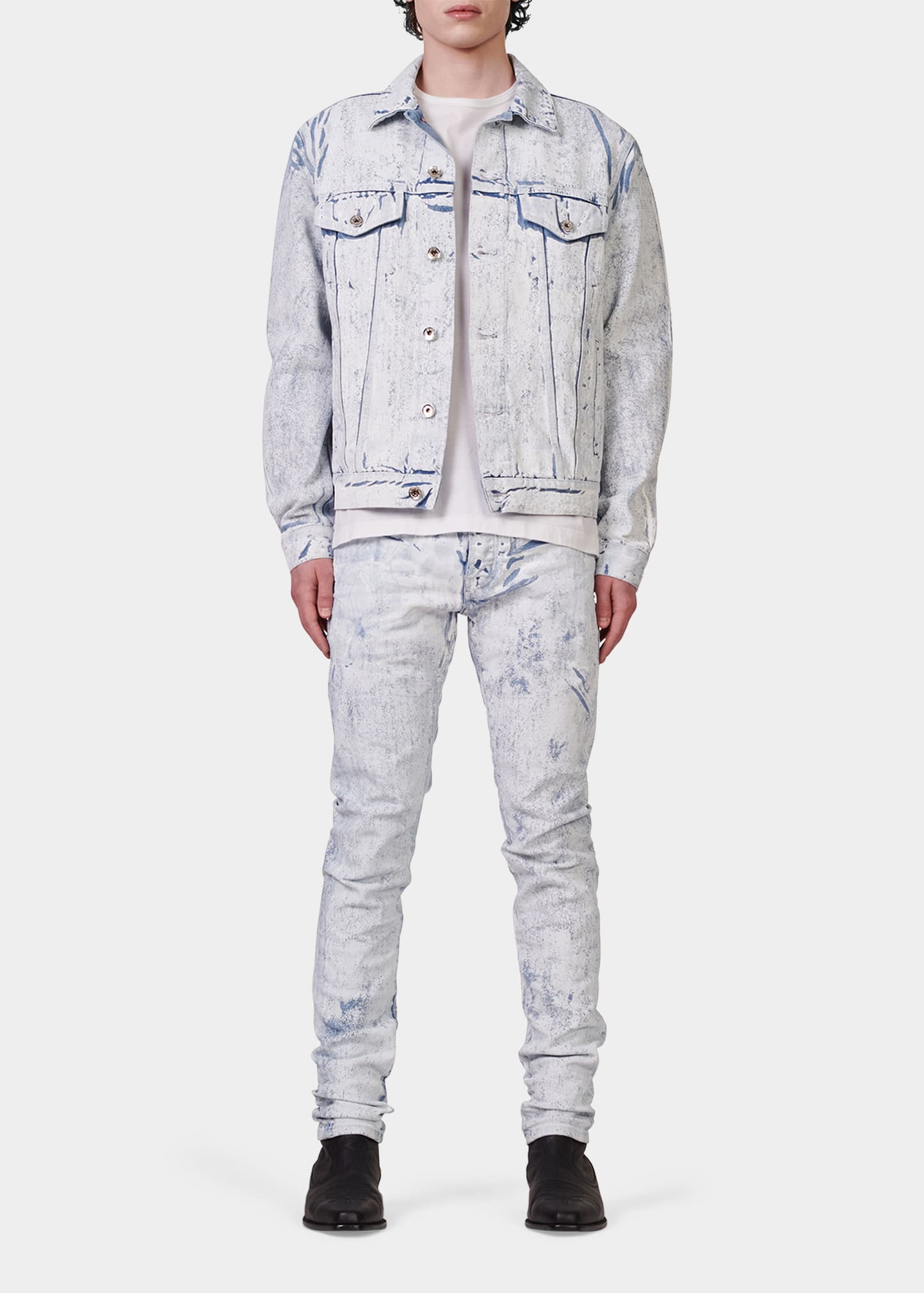 Men's Cracked Paint Slim Jeans