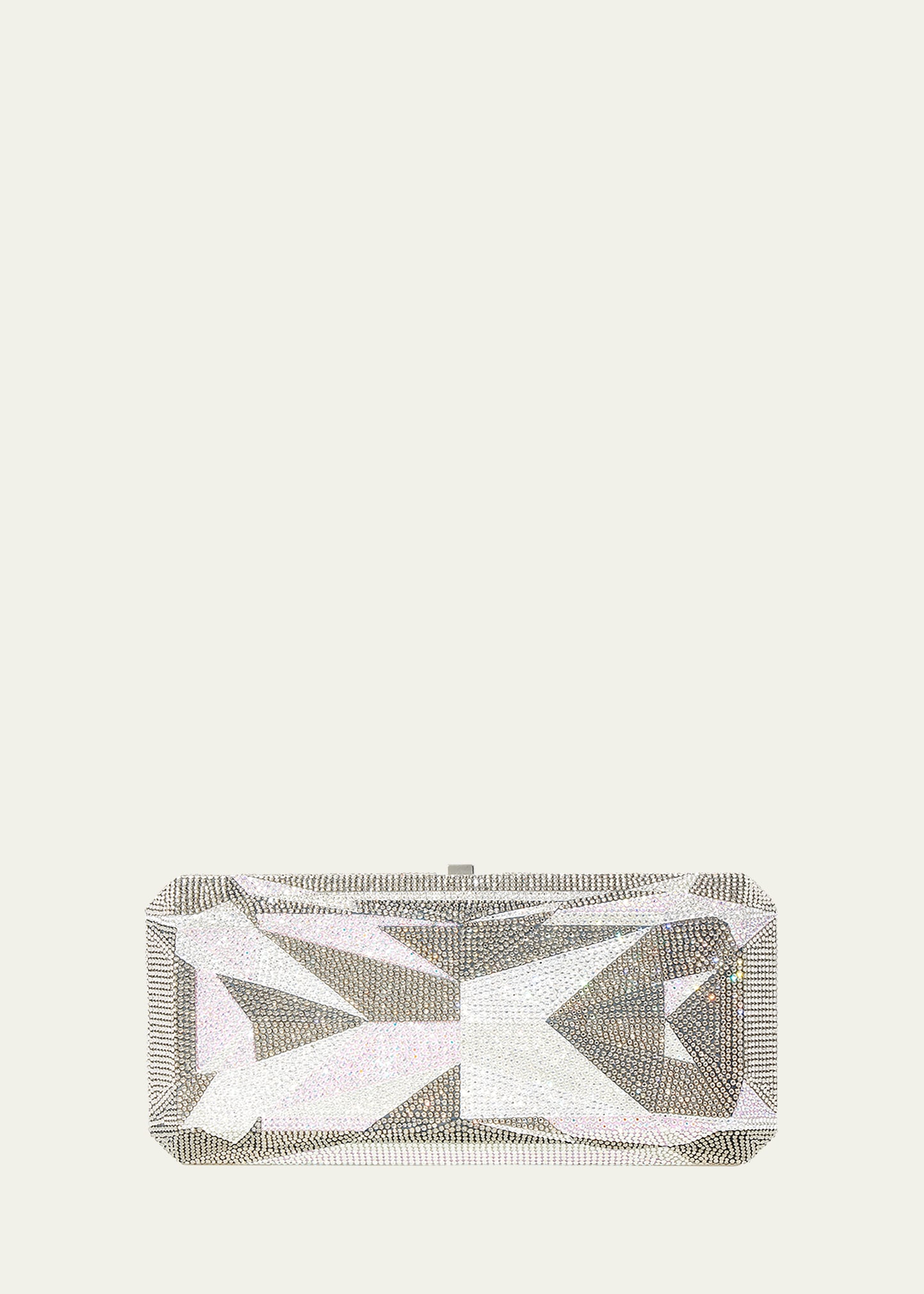 Judith Leiber Slim Rectangle Crystal Clutch In Silver