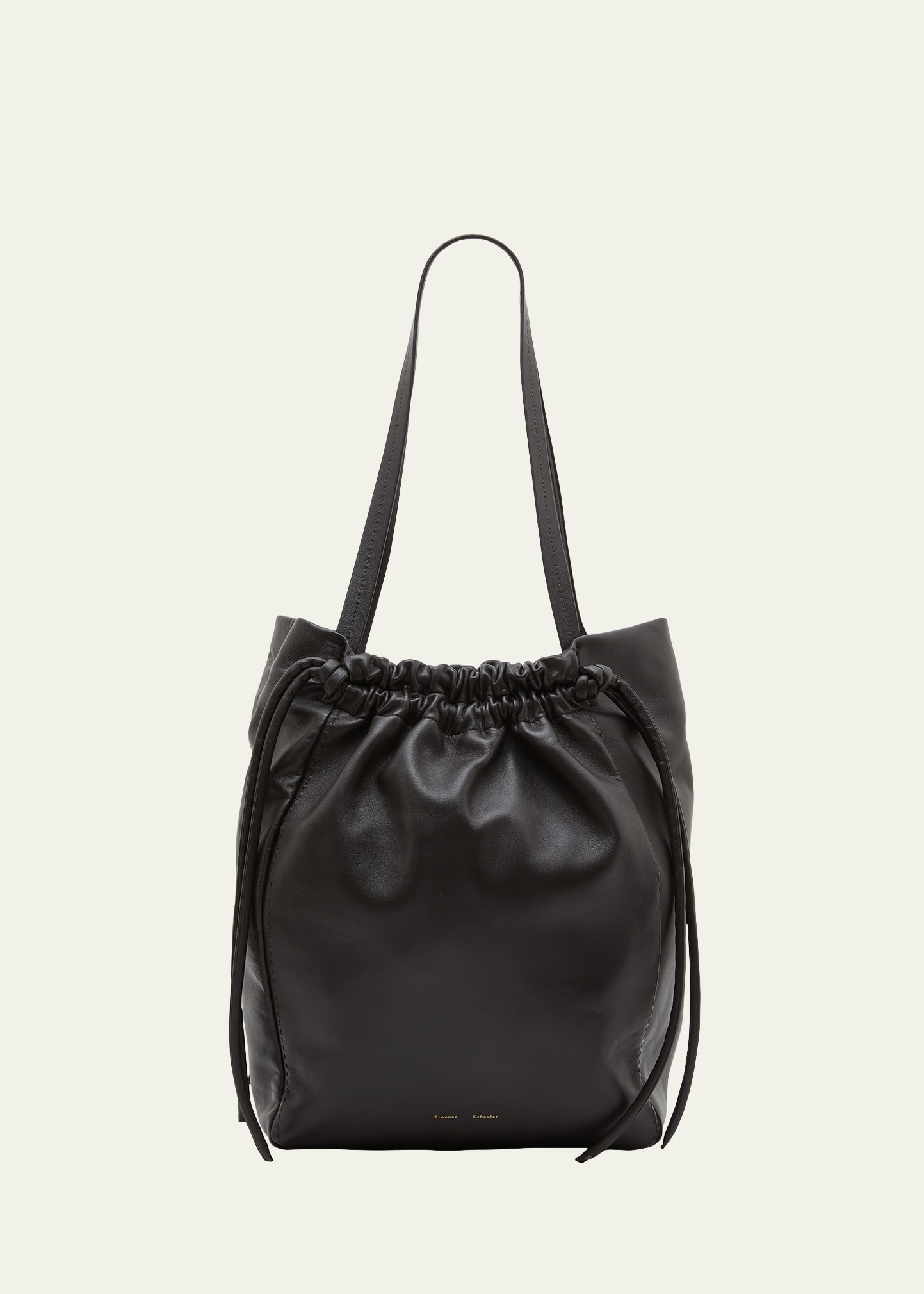 Proenza Schouler Drawstring Calf Leather Tote Bag In 202 Dark Chocolat