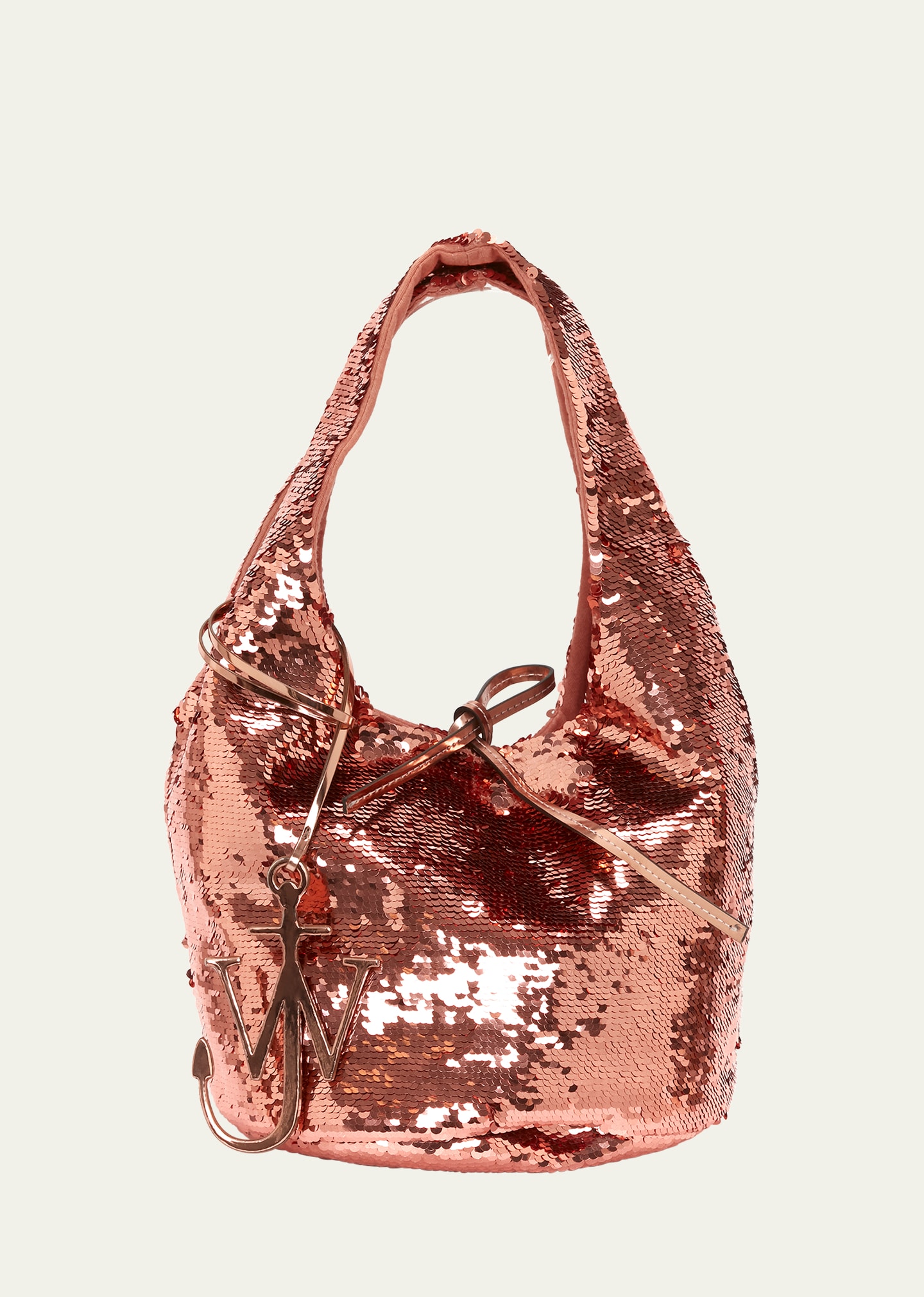 Jw Anderson Mini Sequin Shopper Tote Bag In 205 Rose Gold