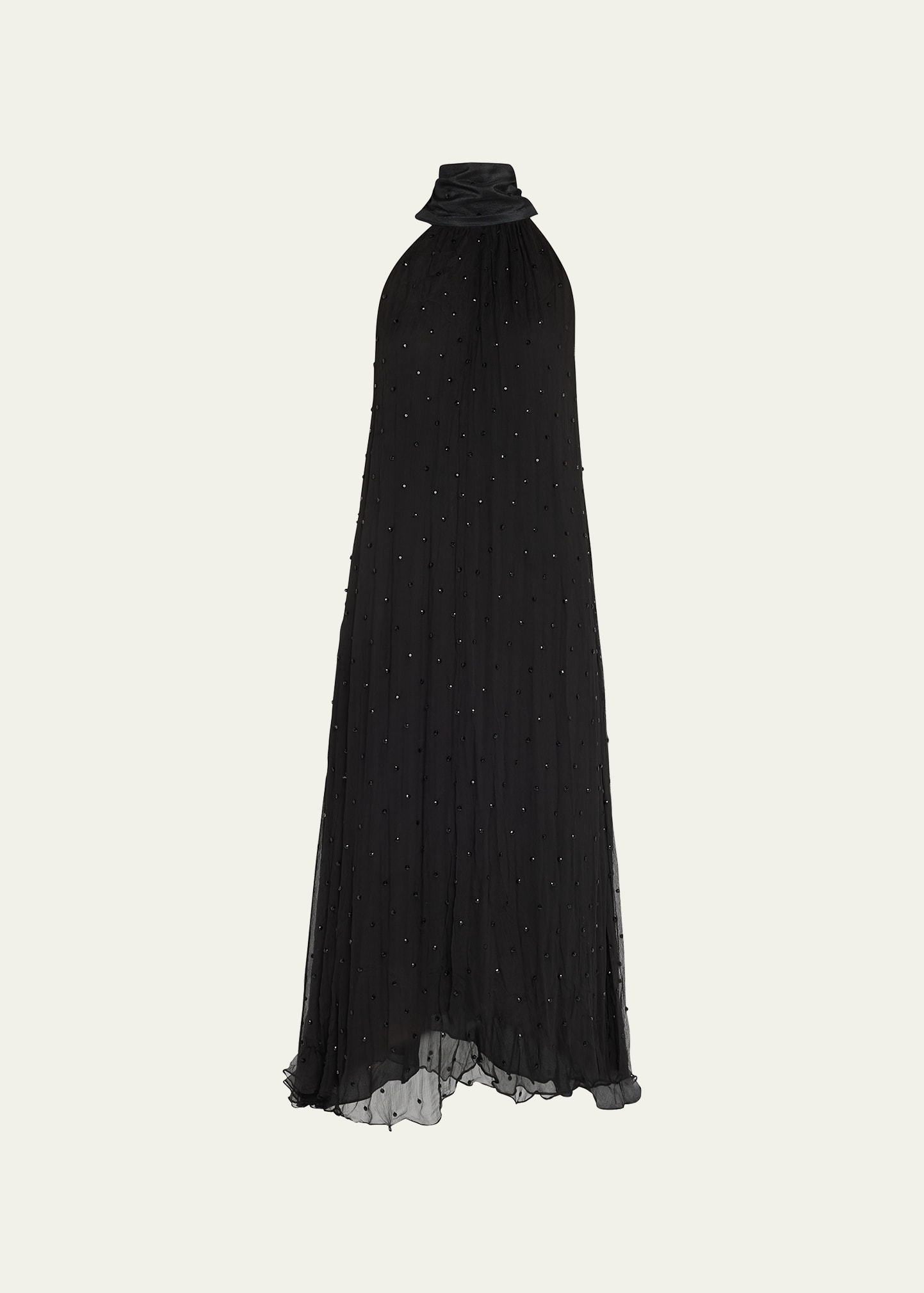 Azeeza Atwood Crystal Chiffon Midi Halter Dress