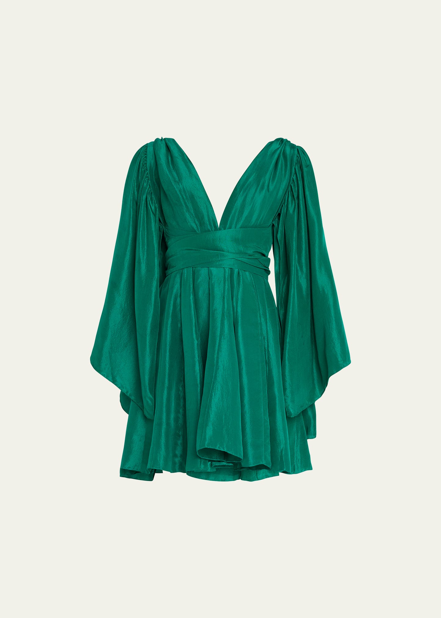 Azeeza Catriona Cape-Sleeve Silk Mini Dress
