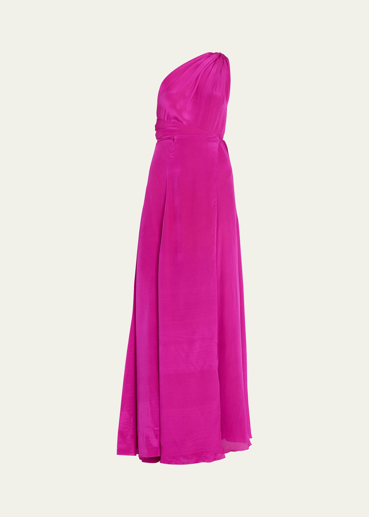Azeeza Emilie Wrap One-Shoulder Silk Gown