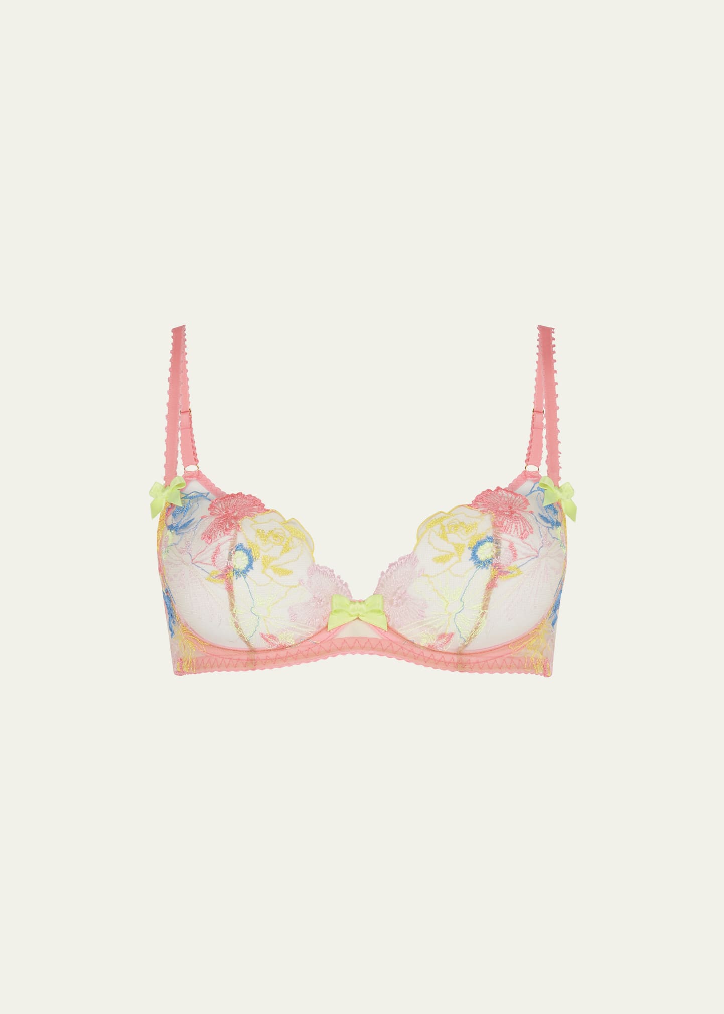 Agent Provocateur Zuri Floral-embroidered Tulle Demi Bra In Multi