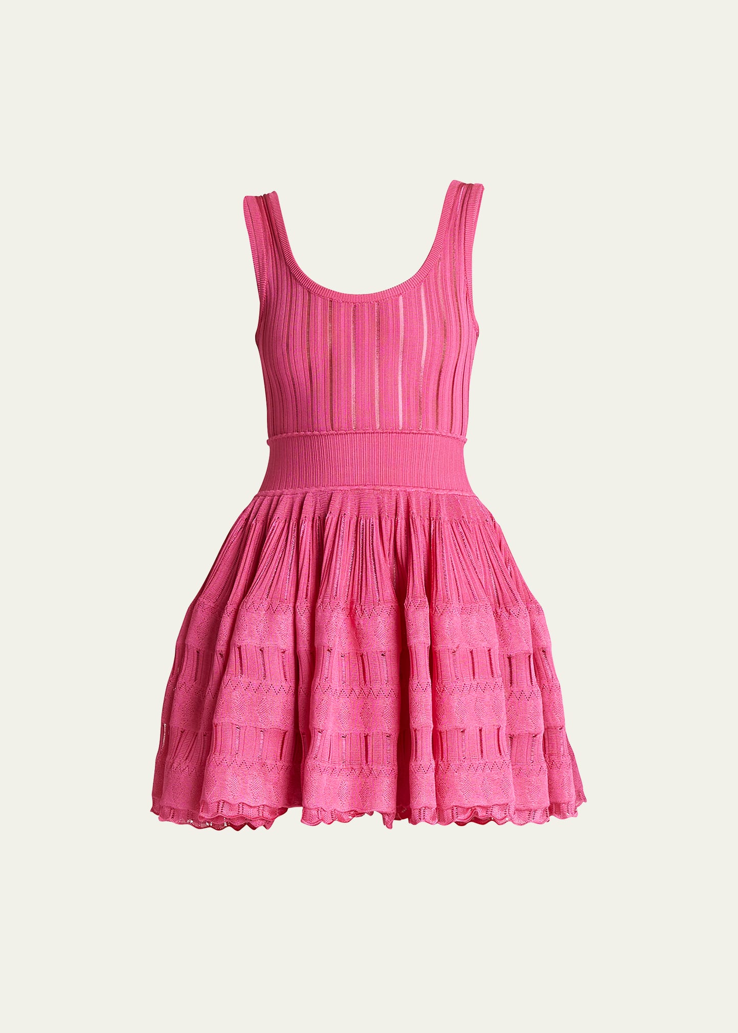 Alaïa Crino Striped Fit-&-flare Knit Mini Dress In Fuchsia