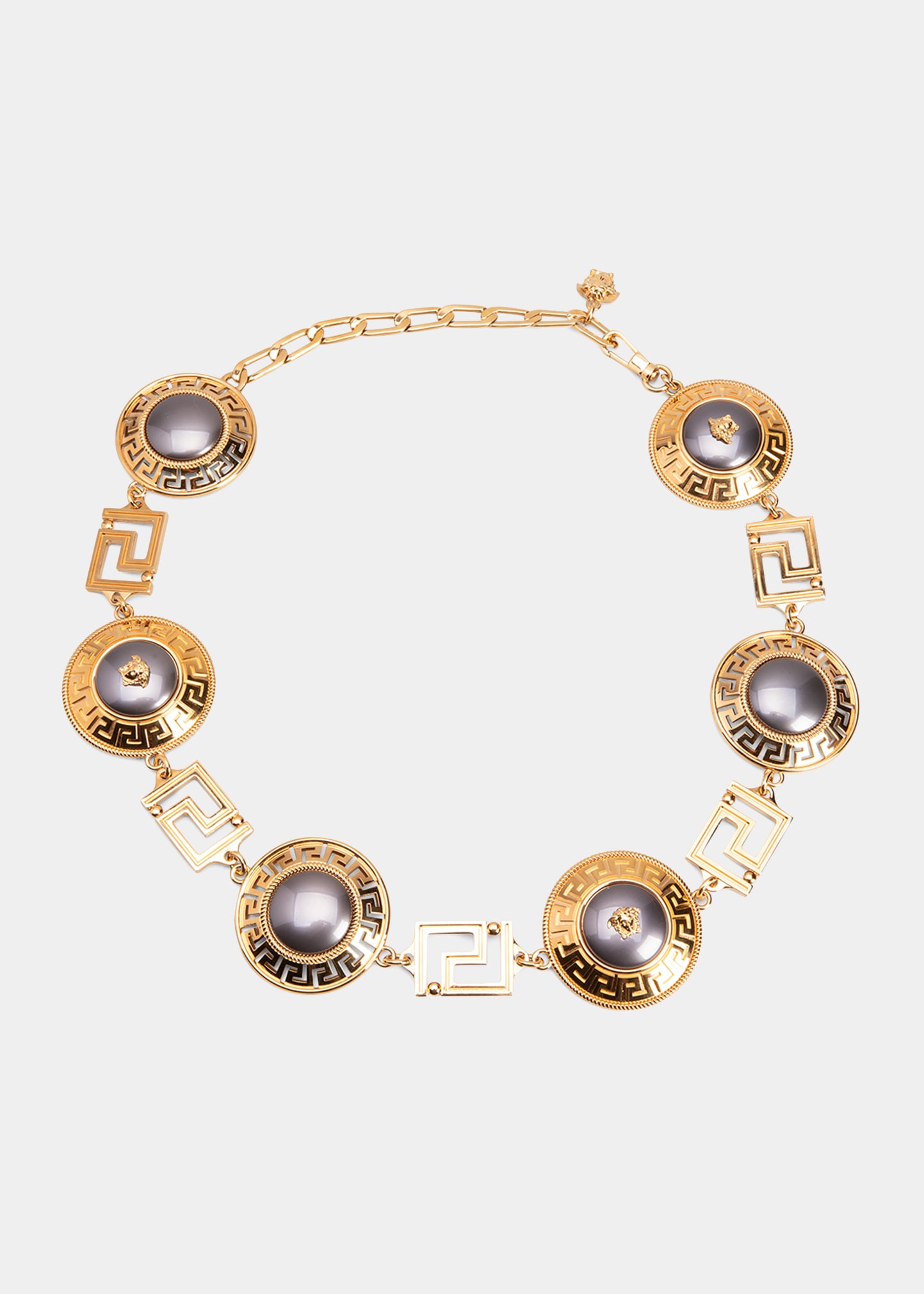 Versace Greca Goddess Oversized Medusa Chain Belt In Bianco ModeSens