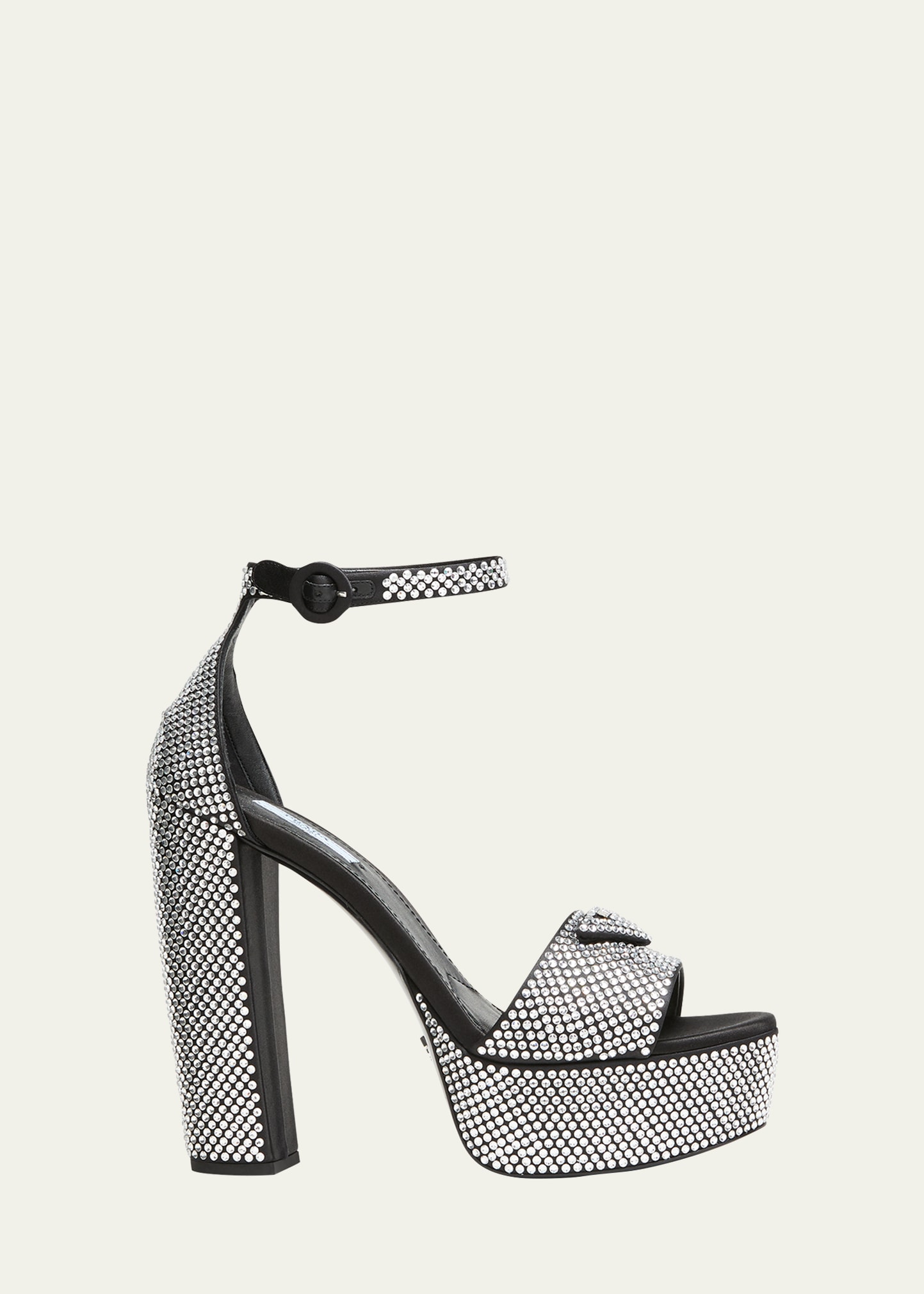 Prada Crystal Ankle-strap Platform Sandals In Cristal