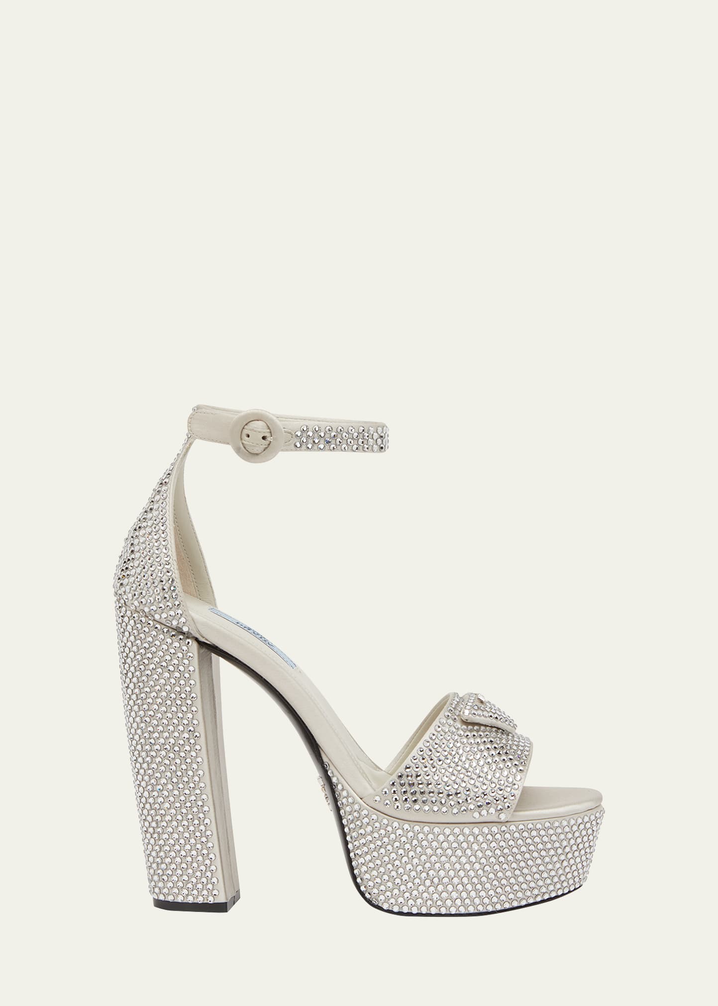 Prada Crystal Ankle-strap Platform Sandals In Perla