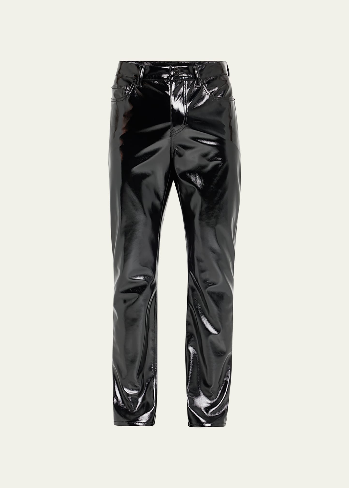 Shop Saint Laurent Men's Slim Vinyl Jeans In Nero Multicolor