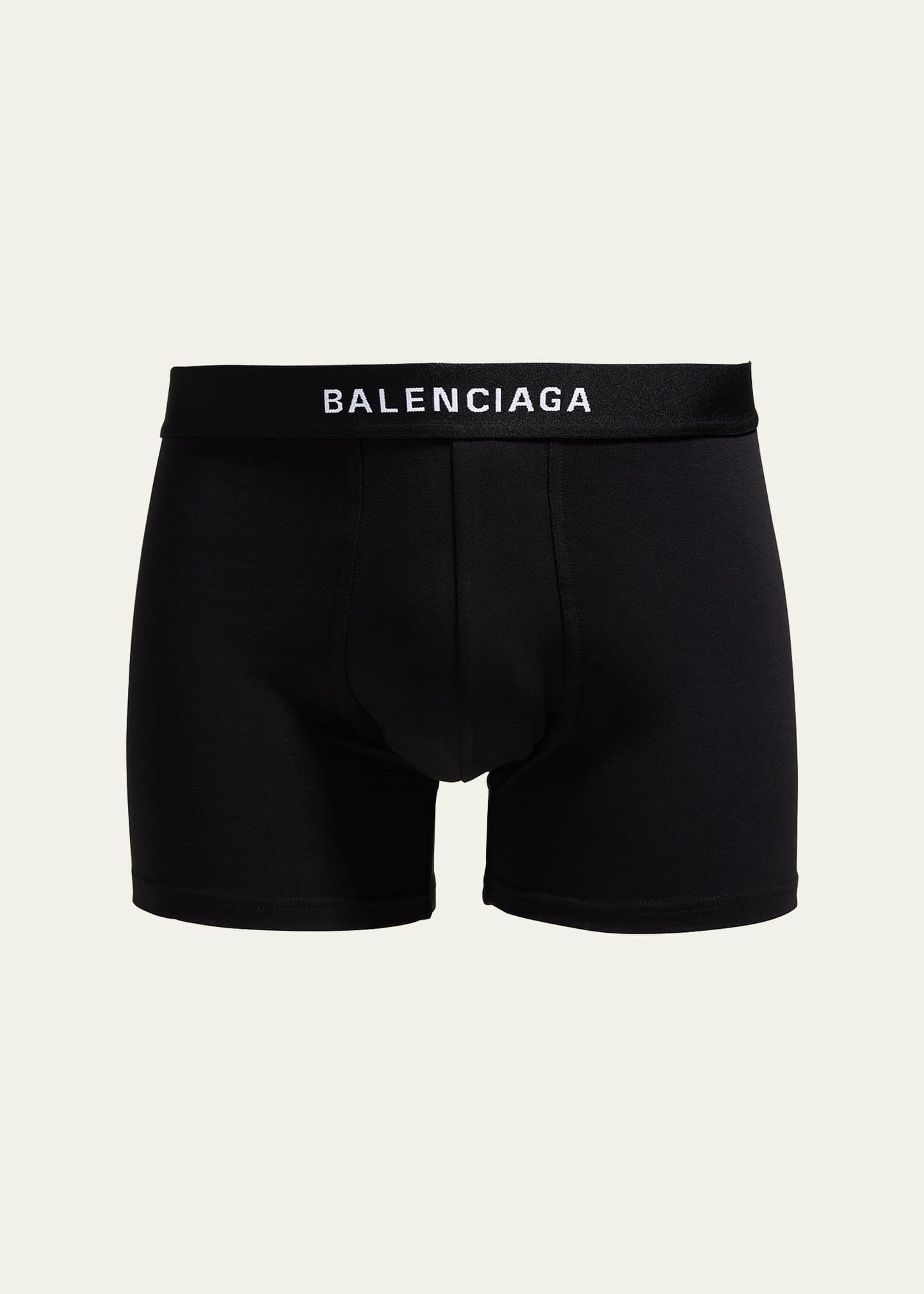 Balenciaga Men's Cotton-stretch Logo Boxer Briefs In Noir/ecru
