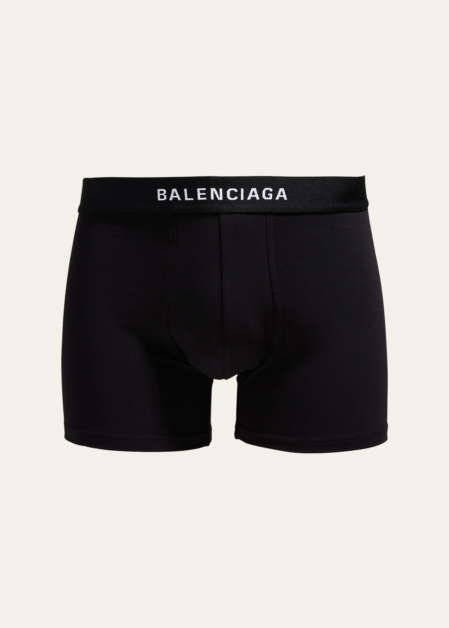 Shop Balenciaga Men's Cotton-stretch Logo Boxer Briefs In Noir/ecru