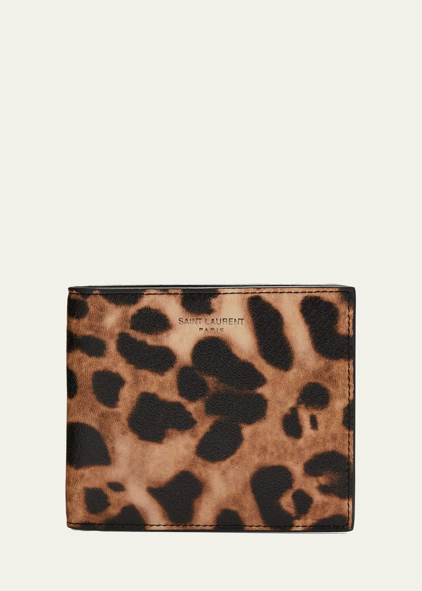 Men's East/West Leopard-Print Leather Wallet