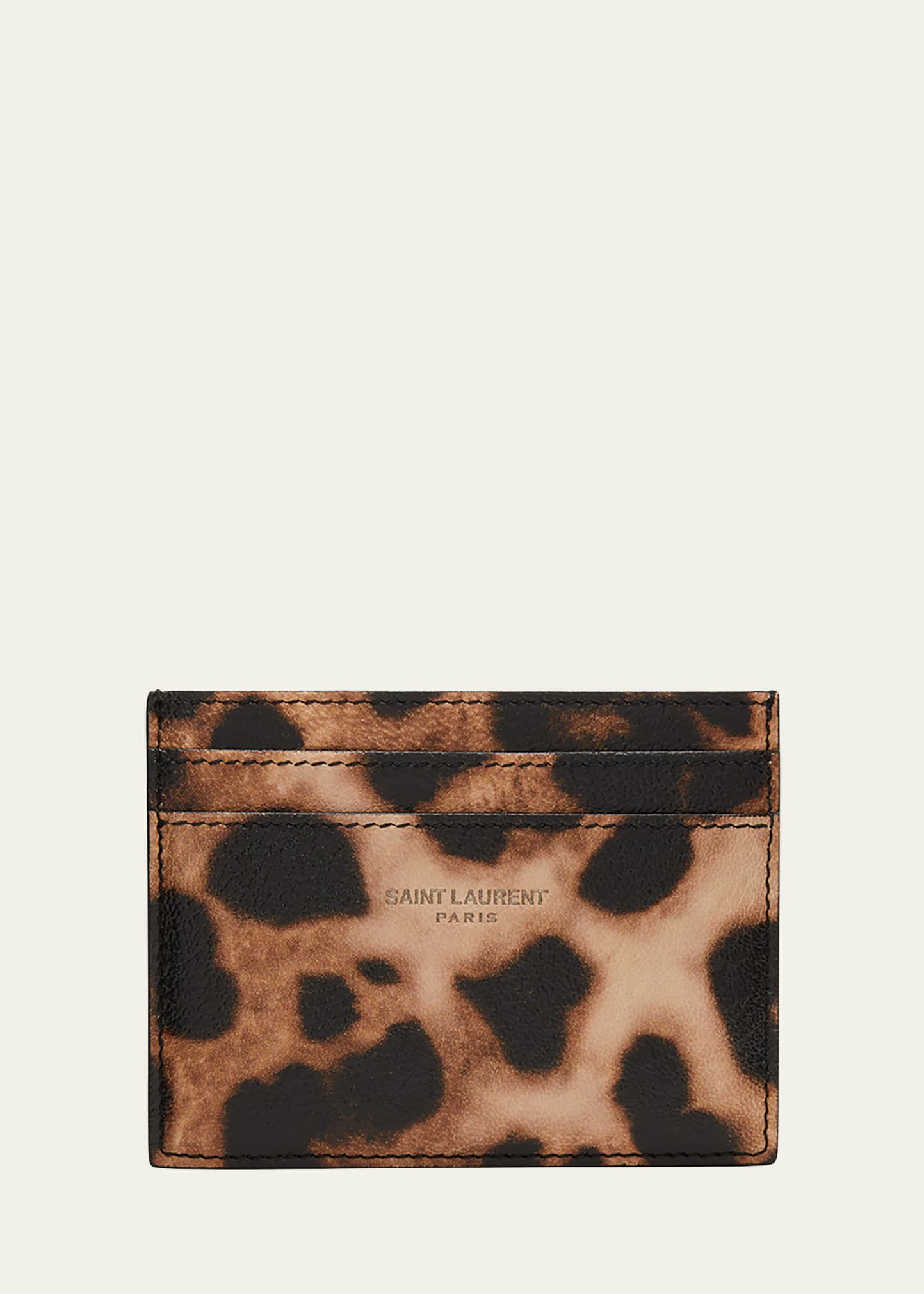 Men's Leopard-Print Grained Leather Card Case