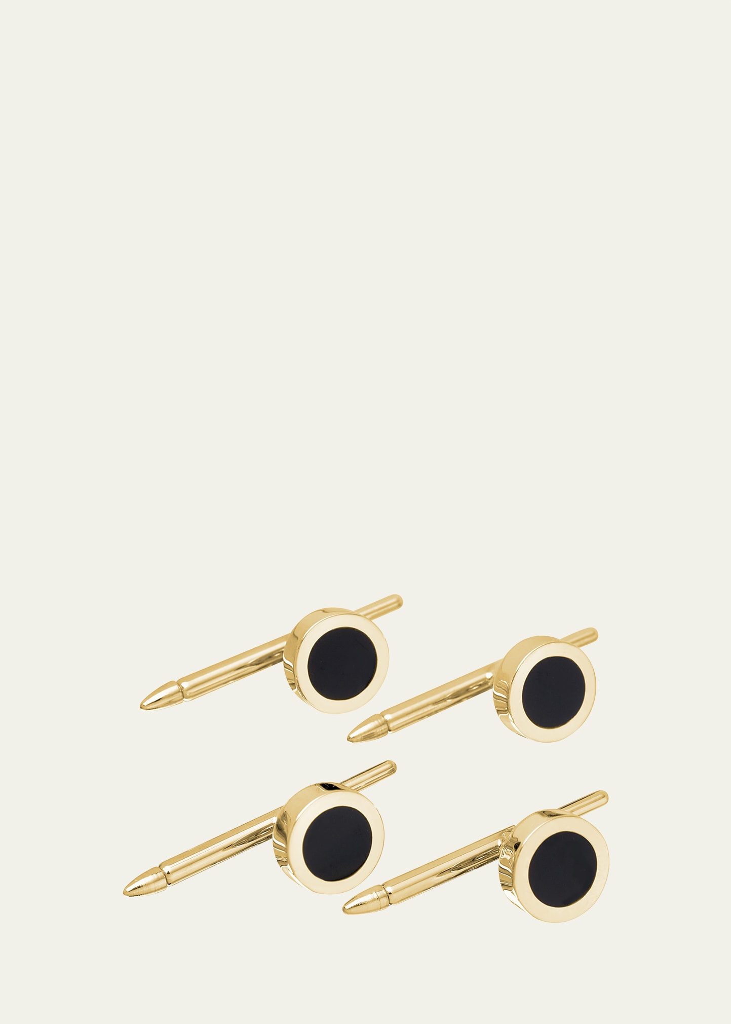 Men's 18K Yellow Gold Black Onyx Shirt Studs