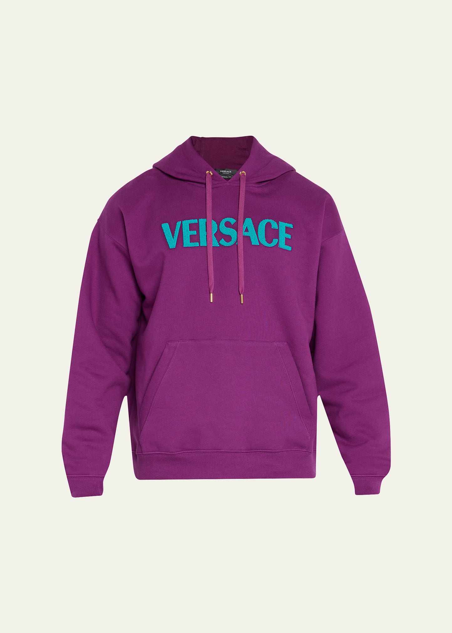 Versace Men's Logo Pullover Hoodie In Purple