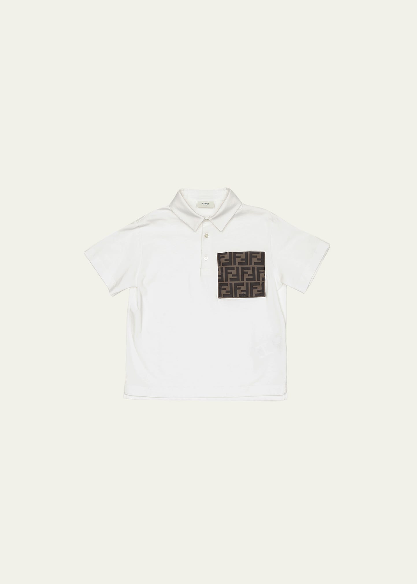 Shop Fendi Boy's Ff Logo Polo Shirt In White