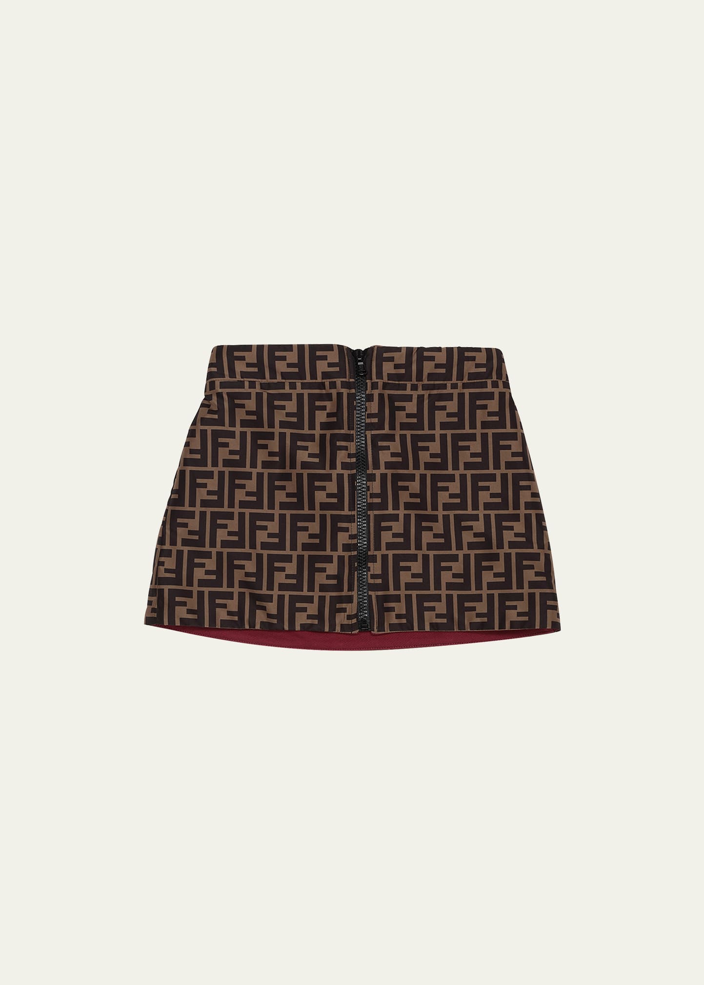 Fendi Girl's Reversible Logo Text/Monogram-Print Skirt, Size 8-14