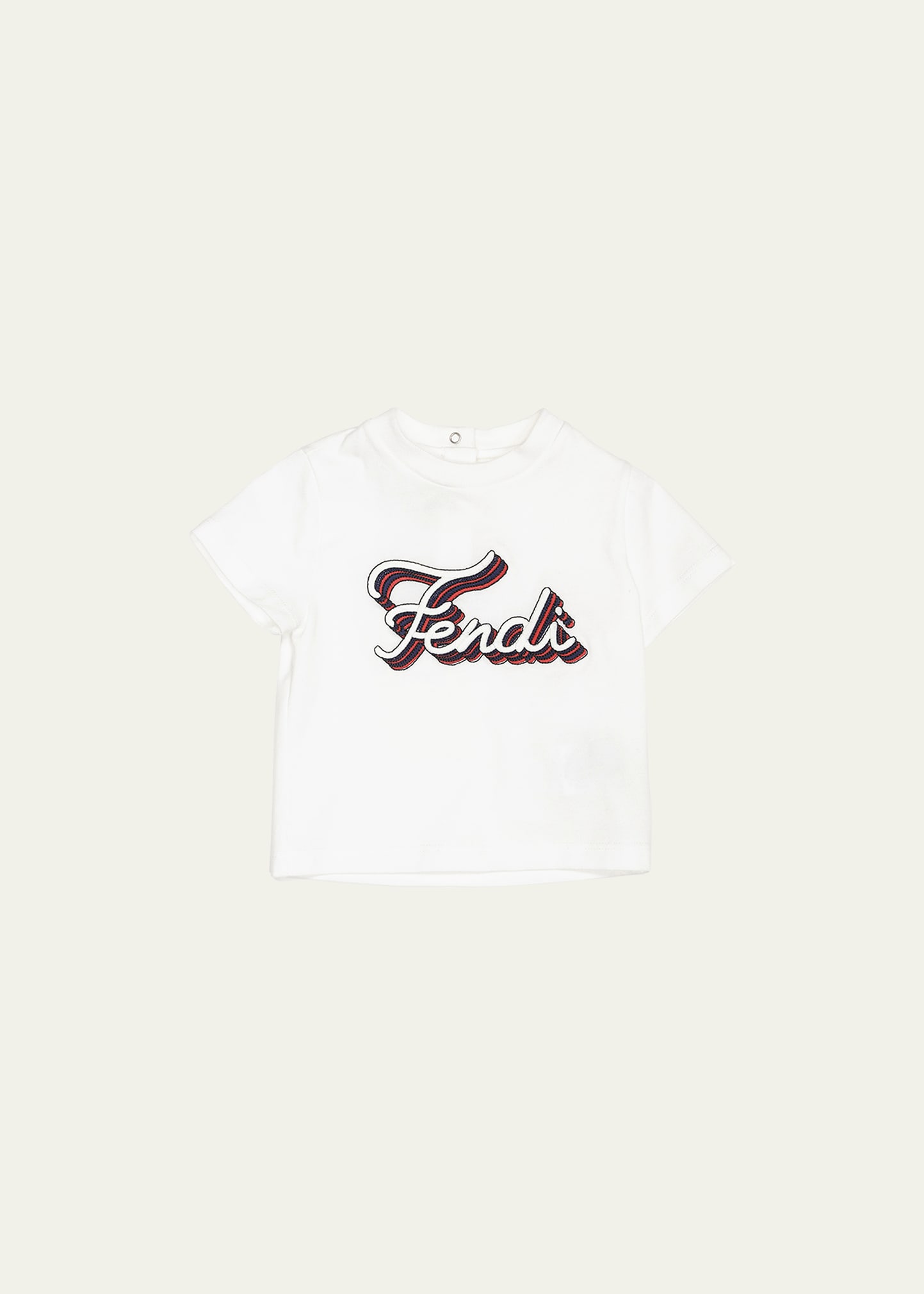 Fendi Kid's Embroidered Logo T-Shirt, Size 6M-24M