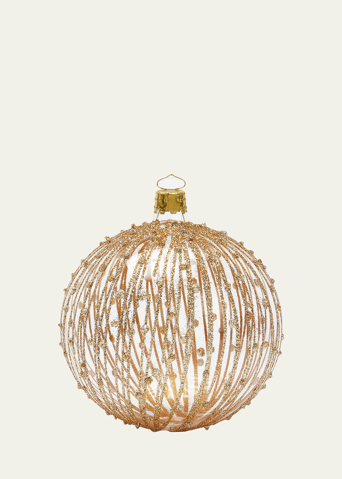 Bergdorf Goodman Kristall Crystal Clear 4" Ball Ornament In Gold