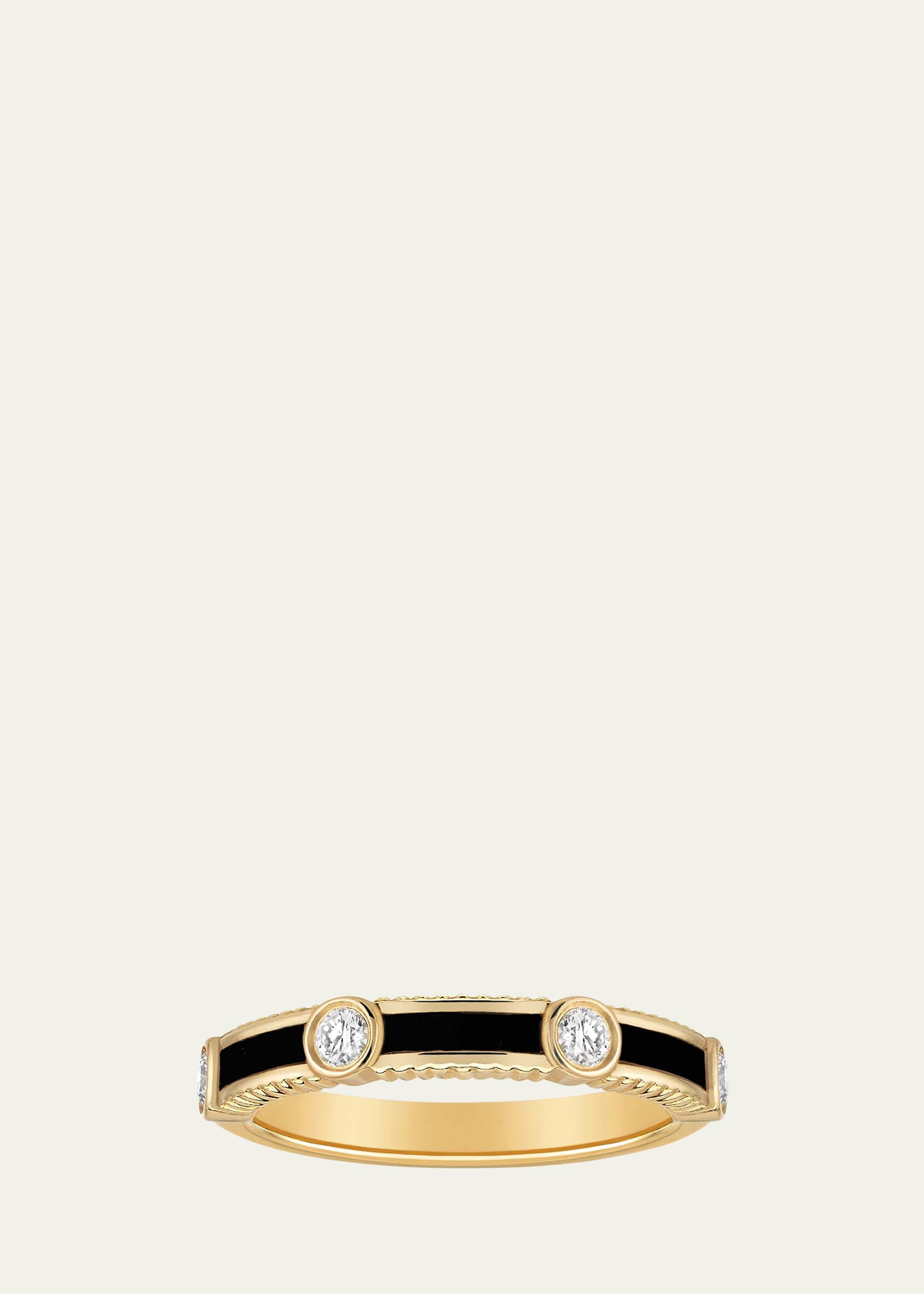 Rayon Ring in Onyx, Yellow Gold and Diamonds