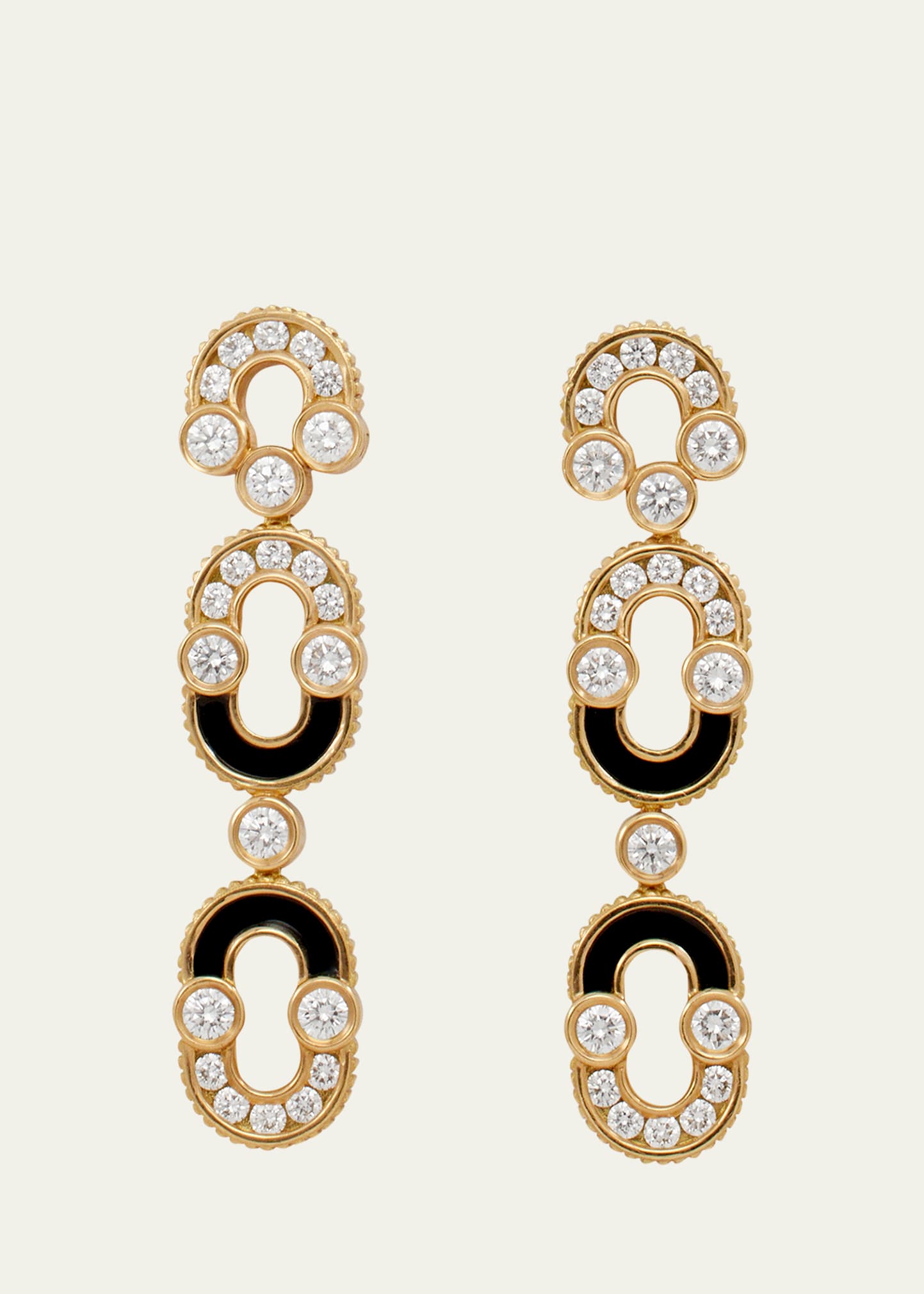 Magnetic Duo Earrings in Onyx, 18K Yellow Gold and Diamonds