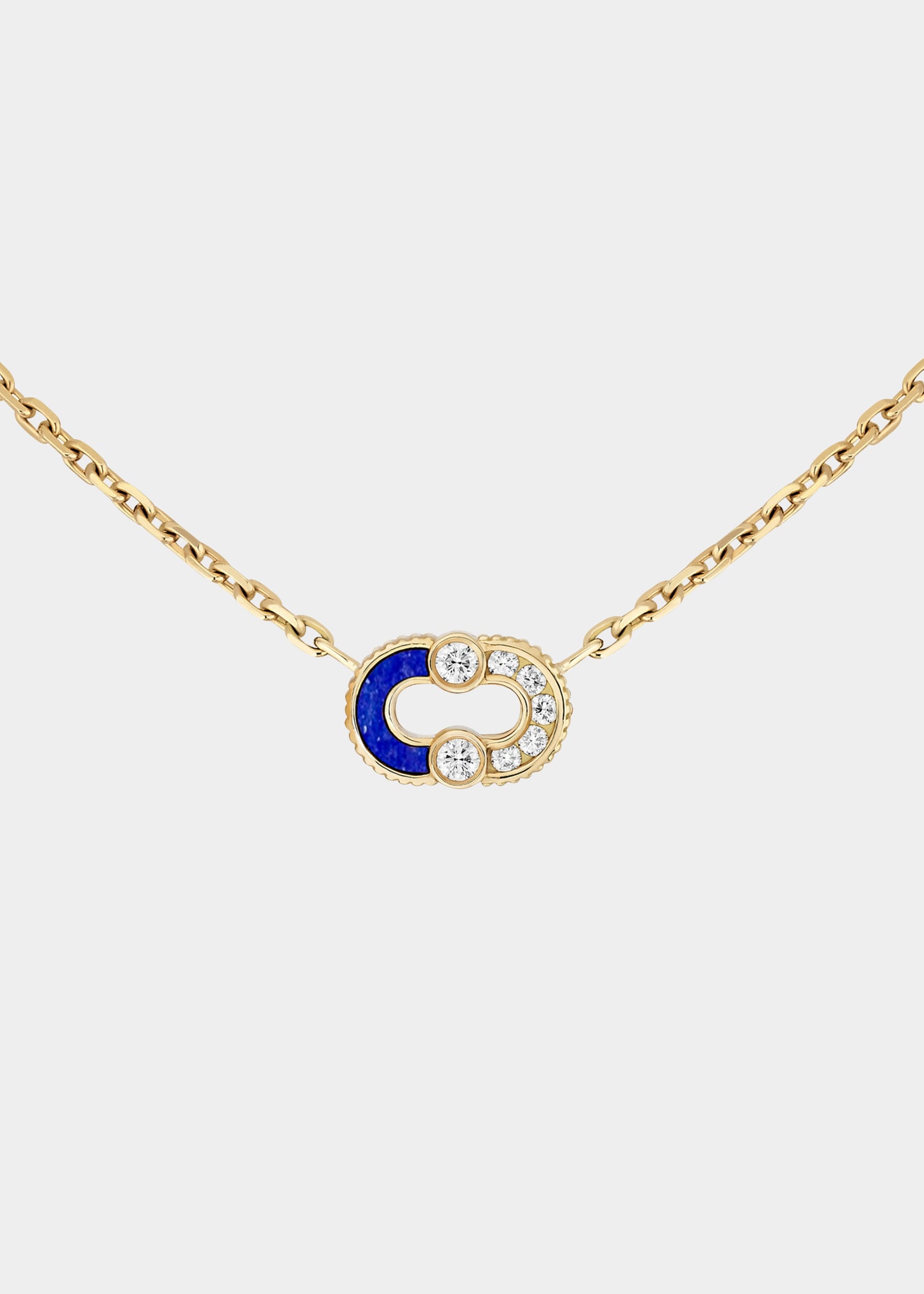 Magnetic Semi Necklace in Lapis Lazuli, 18K Yellow Gold and Diamonds