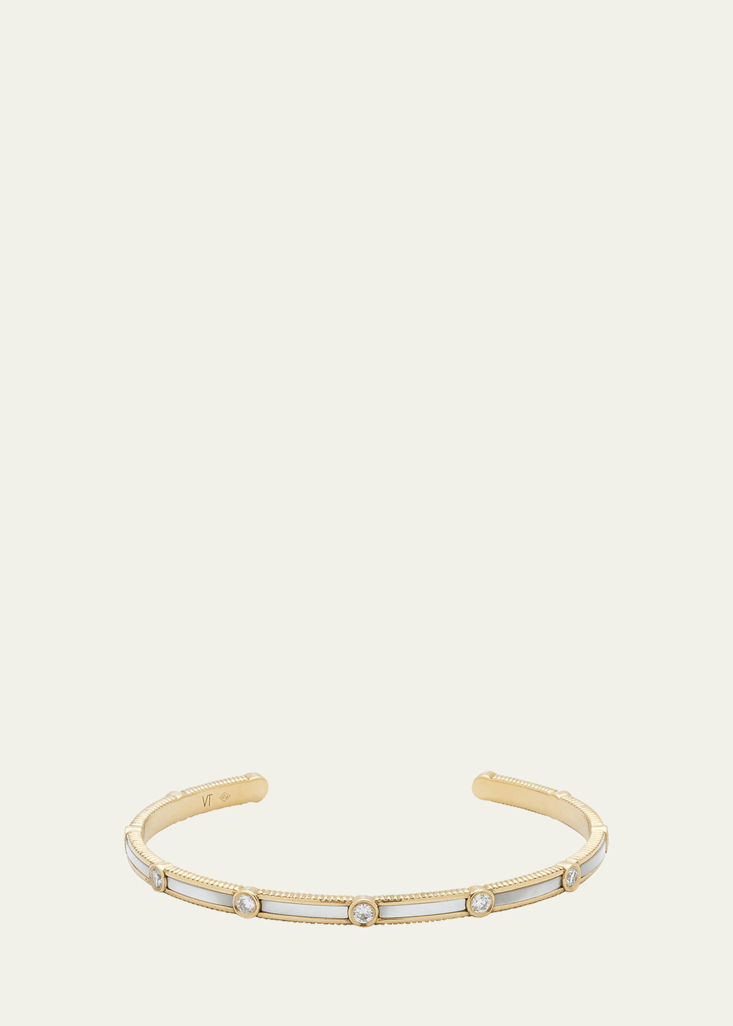 Rayon Bangle in Mother-of-Pearl, 18K Yellow Gold and Diamonds