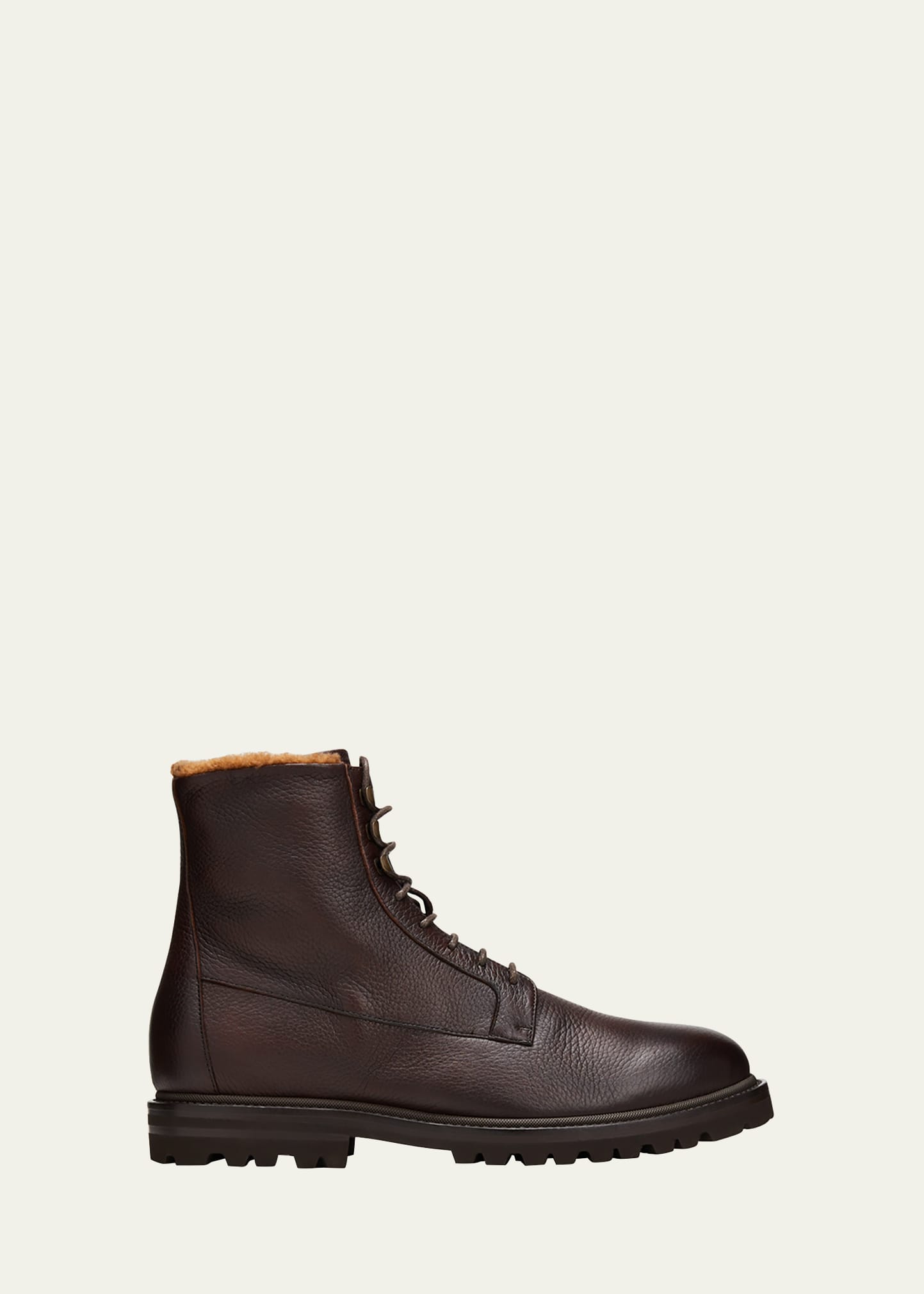 Men's Shearling-Lined Leather Lace-Up Boots