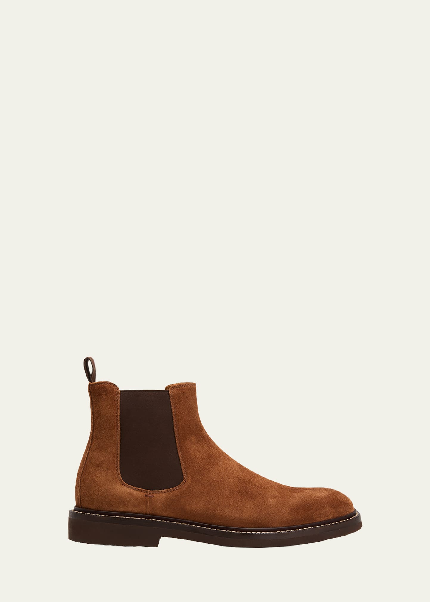 Brunello Cucinelli Men's Suede Leather Chelsea Boots In Brown