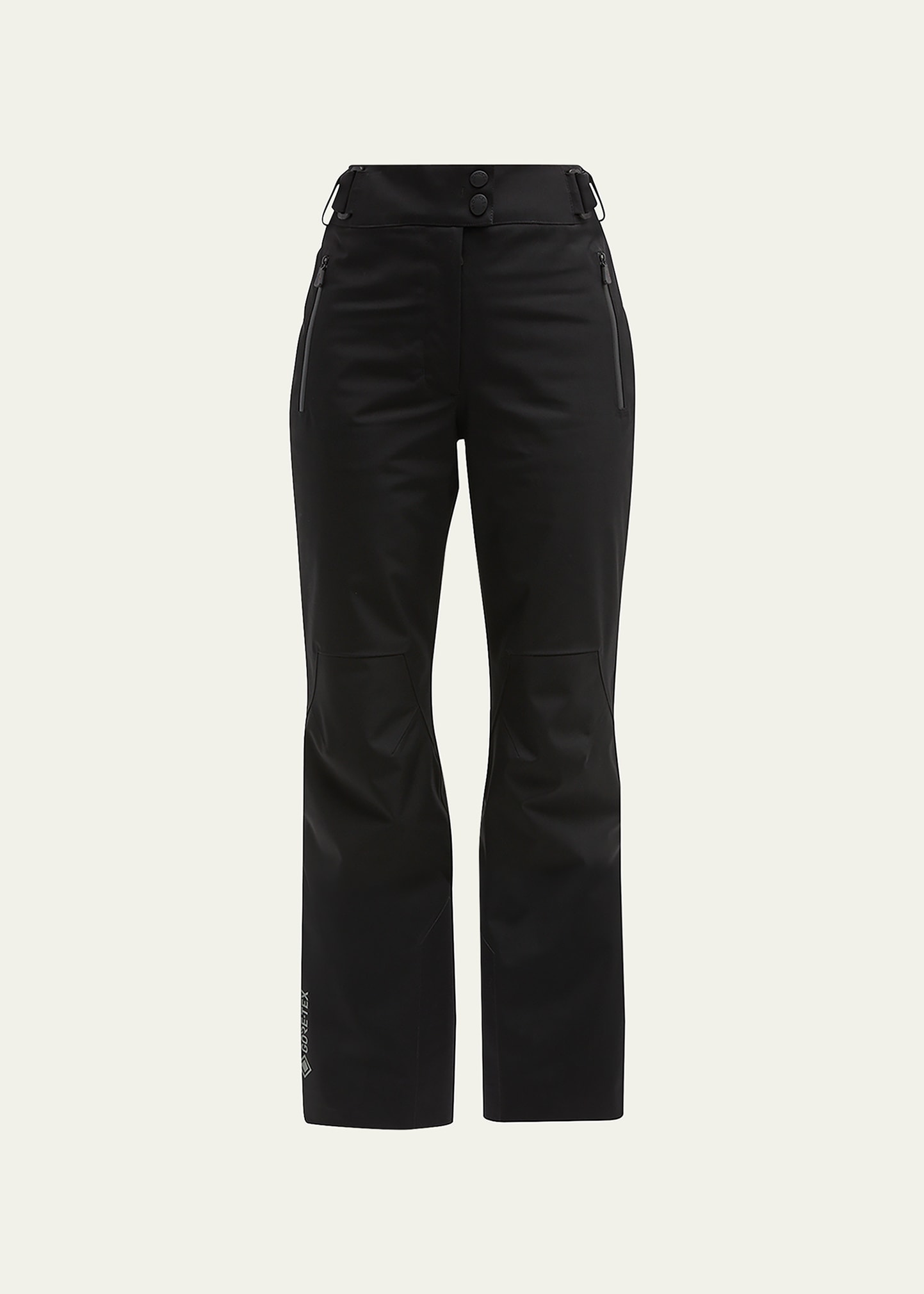 Moncler Mid-rise Logo-engraved Trousers In Black