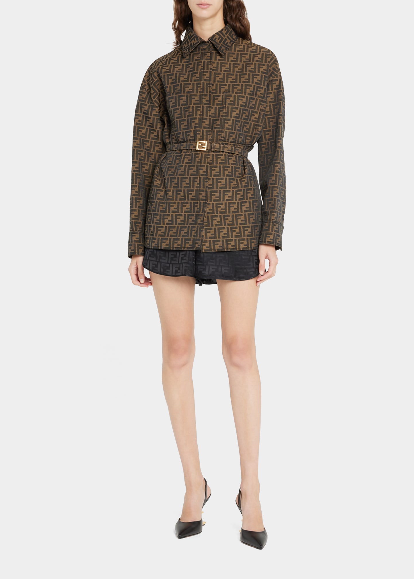 Fendi Brown Ff Jacket In Tobacco
