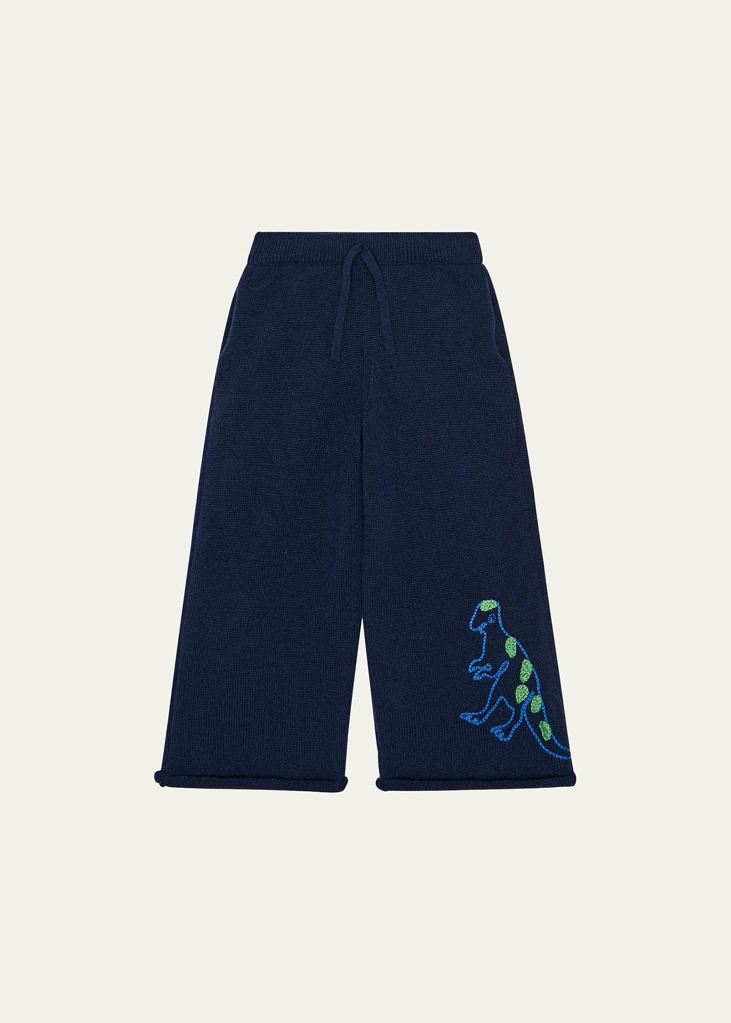 THE ROW KID'S T-REX EMBROIDERED CASHMERE PANTS