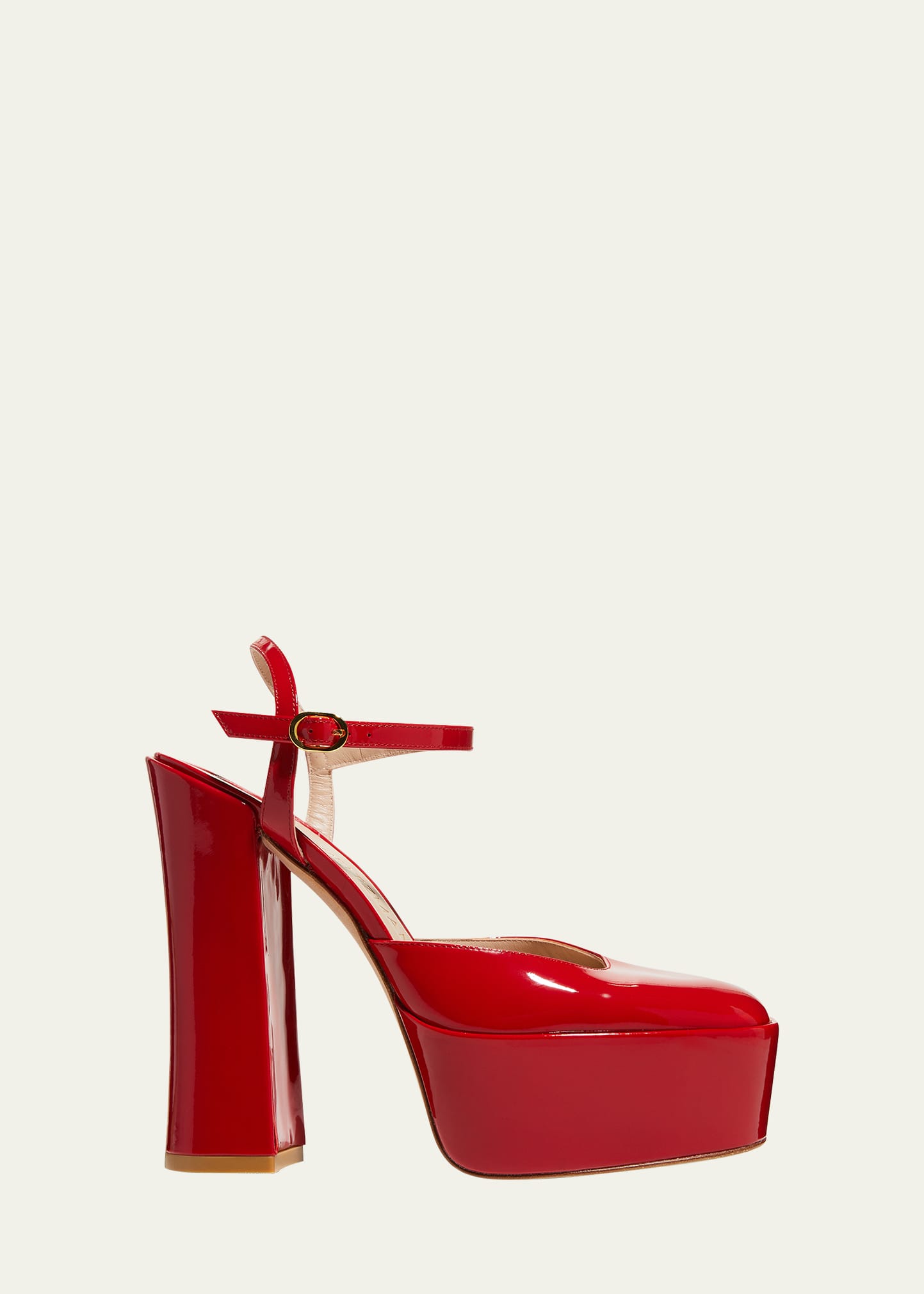 Stuart Weitzman Skyhigh Patent Ankle-strap Platform Pumps In Poudre ...