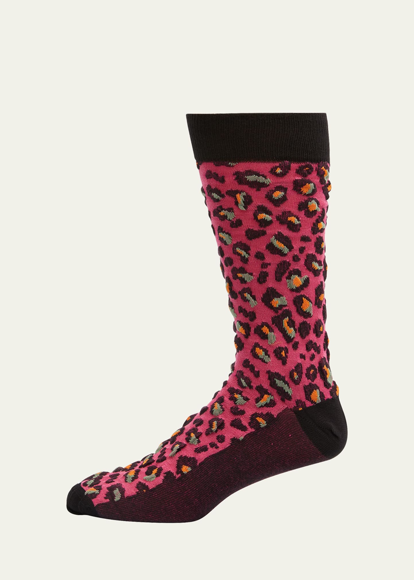 Men's Jacquard Leopard Crew Socks