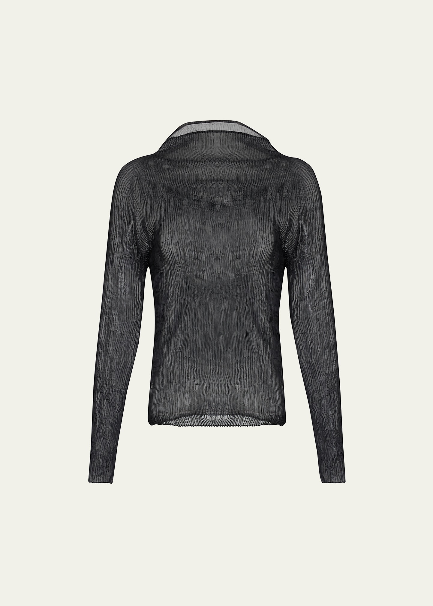 Issey Miyake Chiffon Twist-28 Mock-neck Shirt In Black