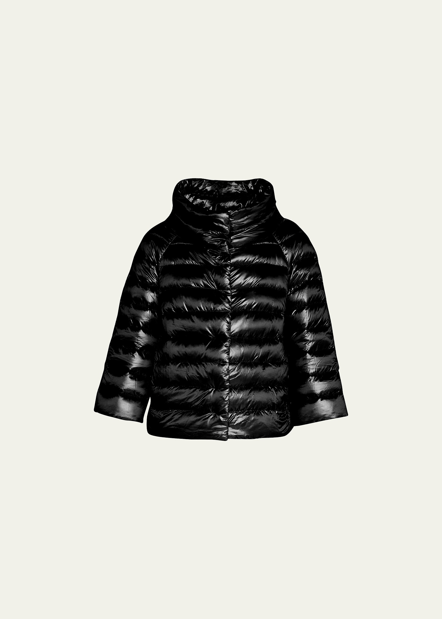 Herno Slim Gloss Bomber Down Jacket In Black