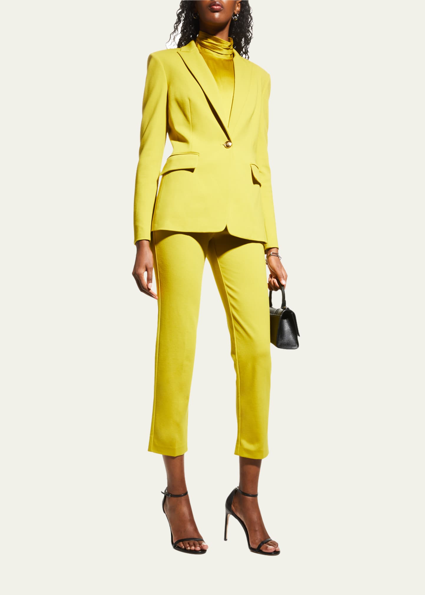Pinko Signum Peak-lapel Cutaway Blazer In Antique Moss
