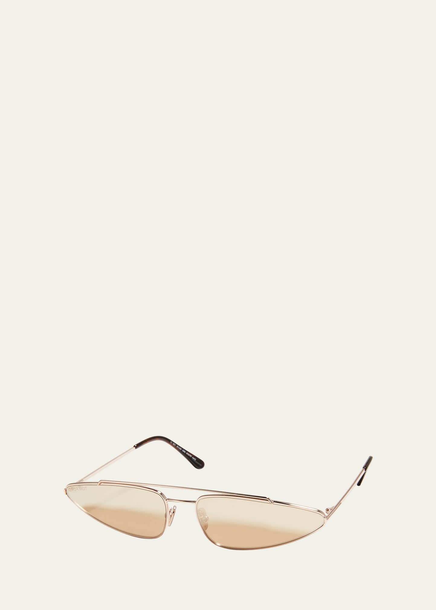 Tom Ford Narrow Metal Cat-eye Sunglasses In Srgld/brnmr