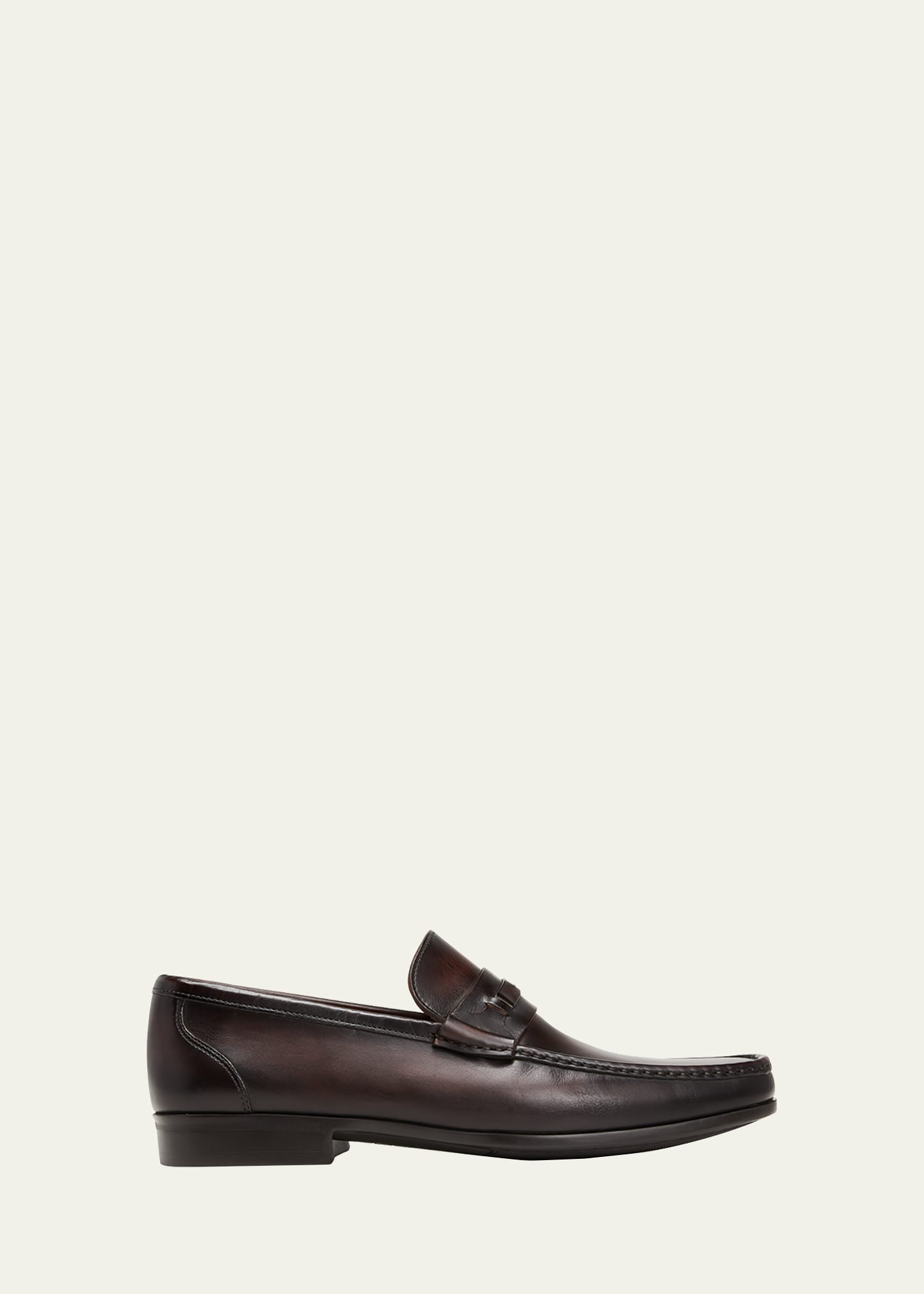 Magnanni Polished Finish Loafers In Mid Brown
