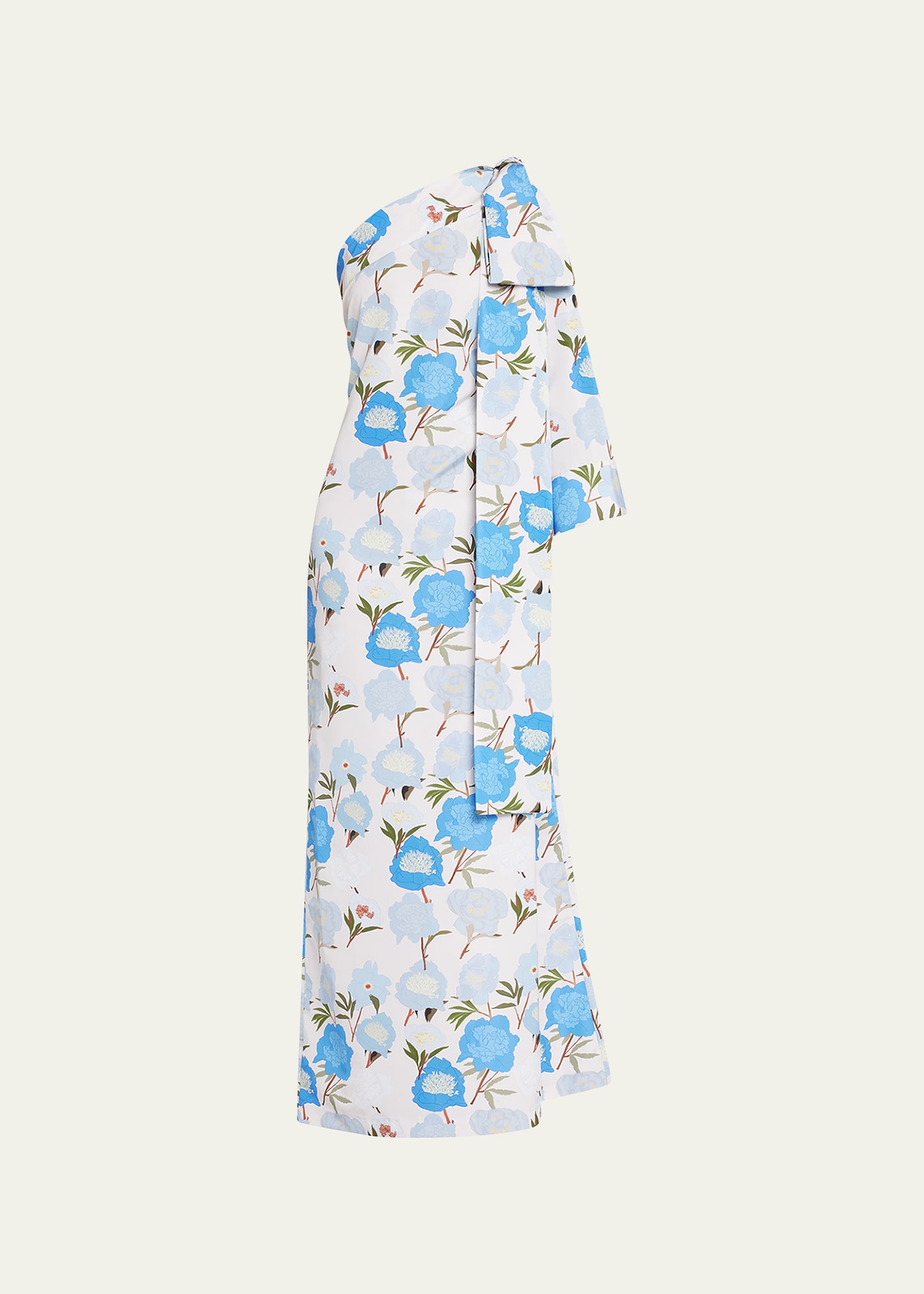 One-Shoulder Floral-Print Dress