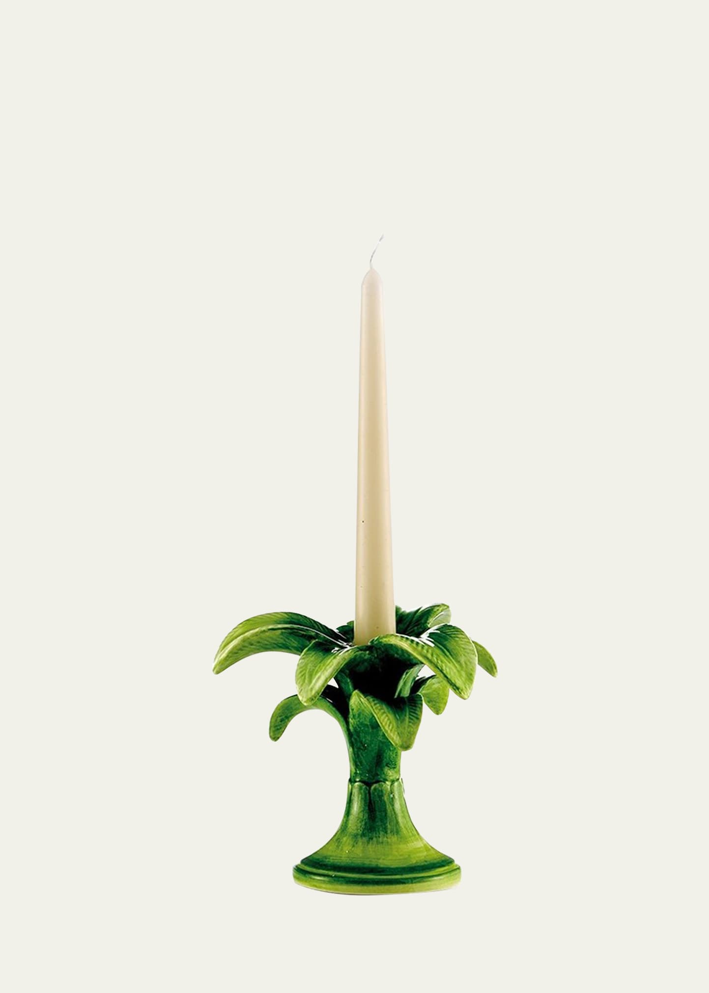 Les Ottomans Palm Candle Holder, Green - 5.3" In Blue