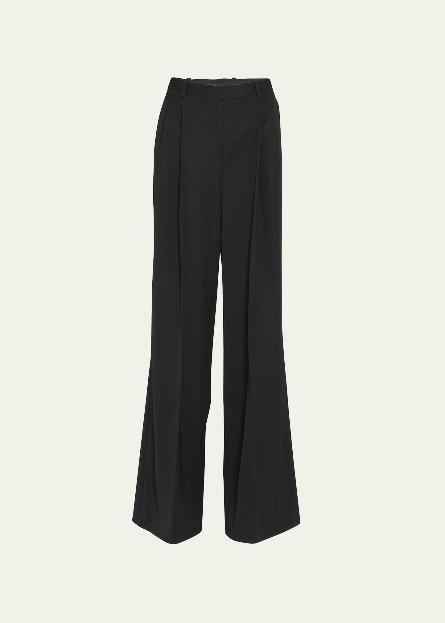 Informal Wool Gabardine Wide-Leg Pants