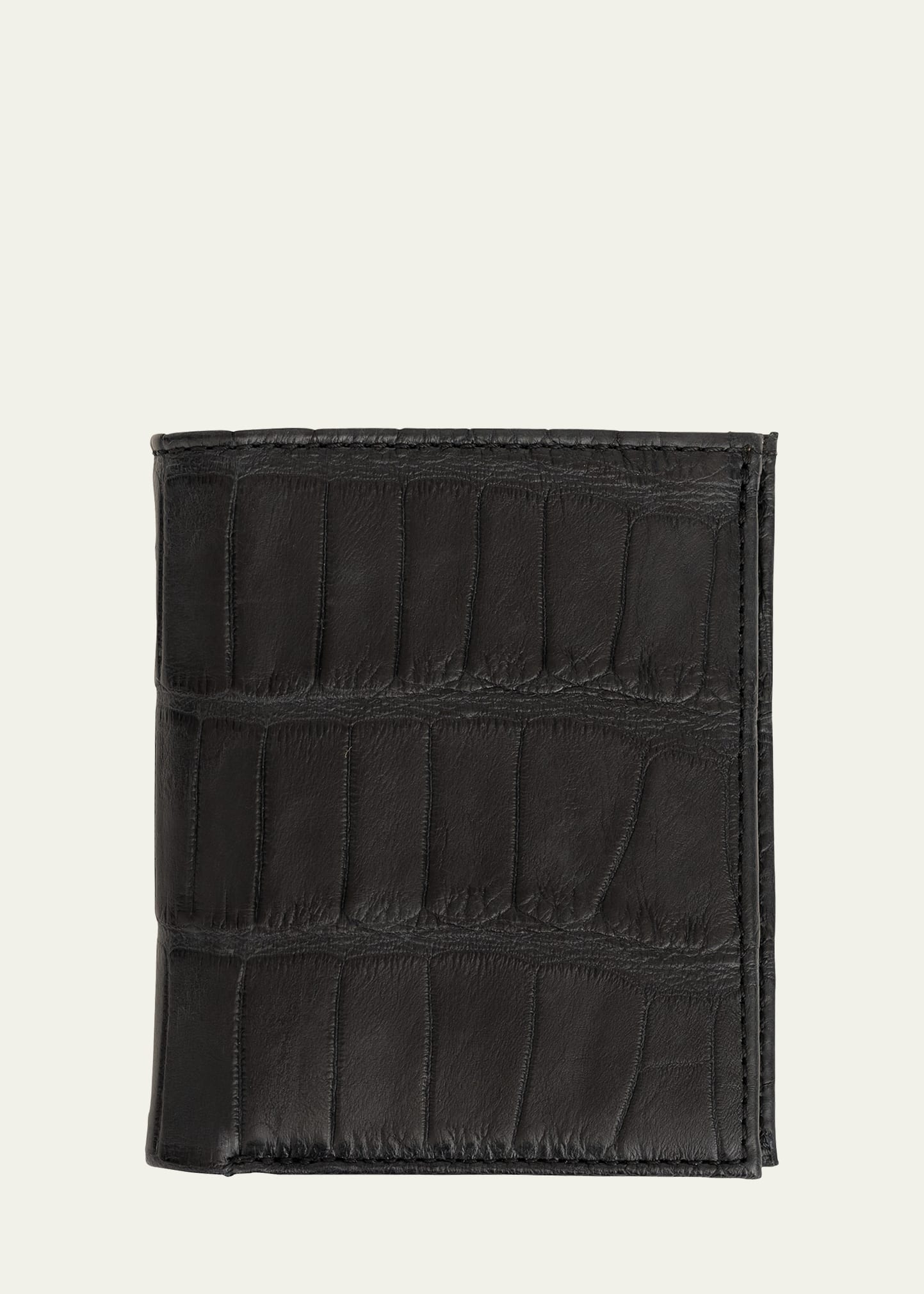 Abas Men's Matte Alligator Leather Bifold Wallet W/ Id Window In Black