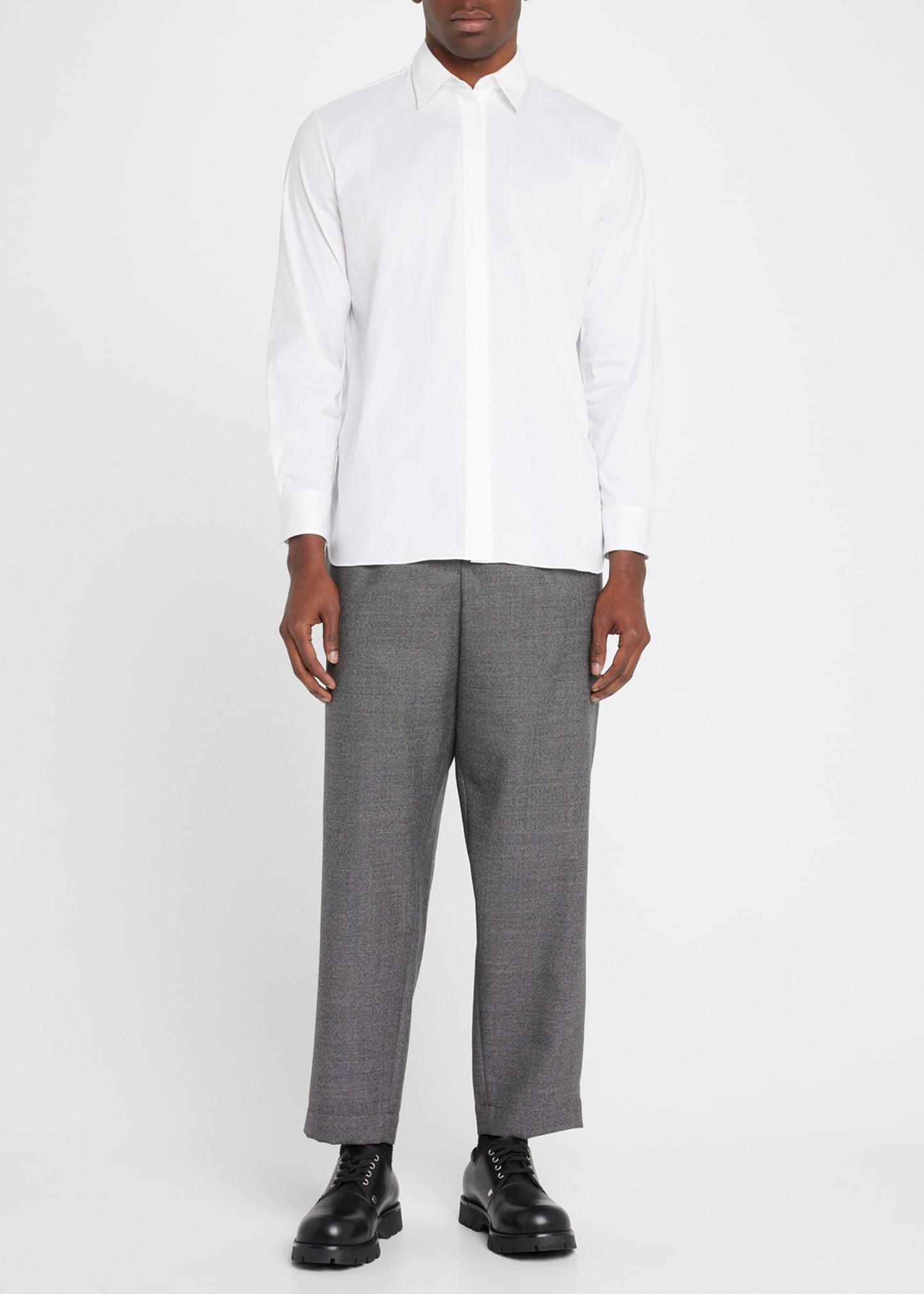 Men's Birdseye Wool Pleated Pants