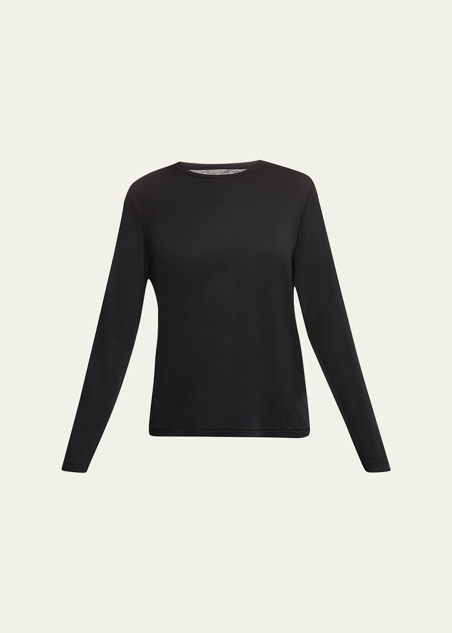 Majestic Hand Dyed Longsleeve Crew With Back Pleat In Black In Noir