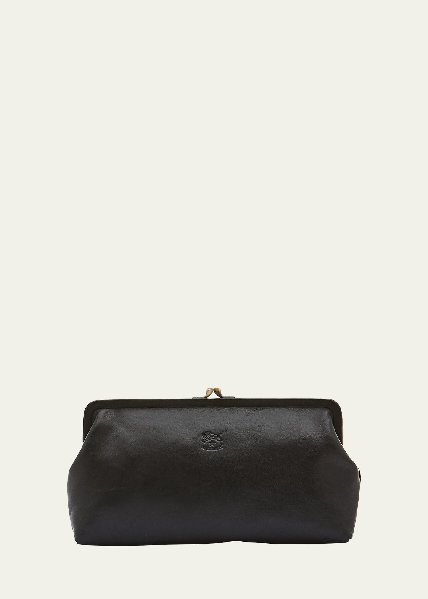 Il Bisonte Manuela Vegetable-tanned Leather Clutch Bag In Black