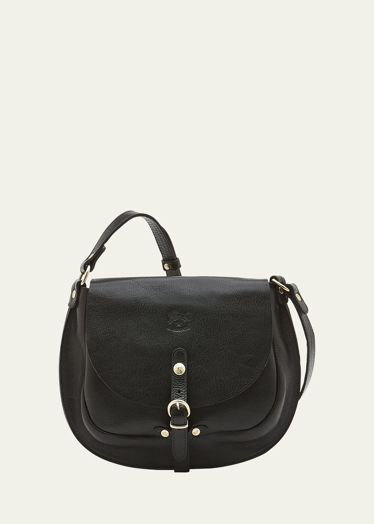 Shop Il Bisonte Gaia Buckle Vachetta Leather Crossbody Bag In Black
