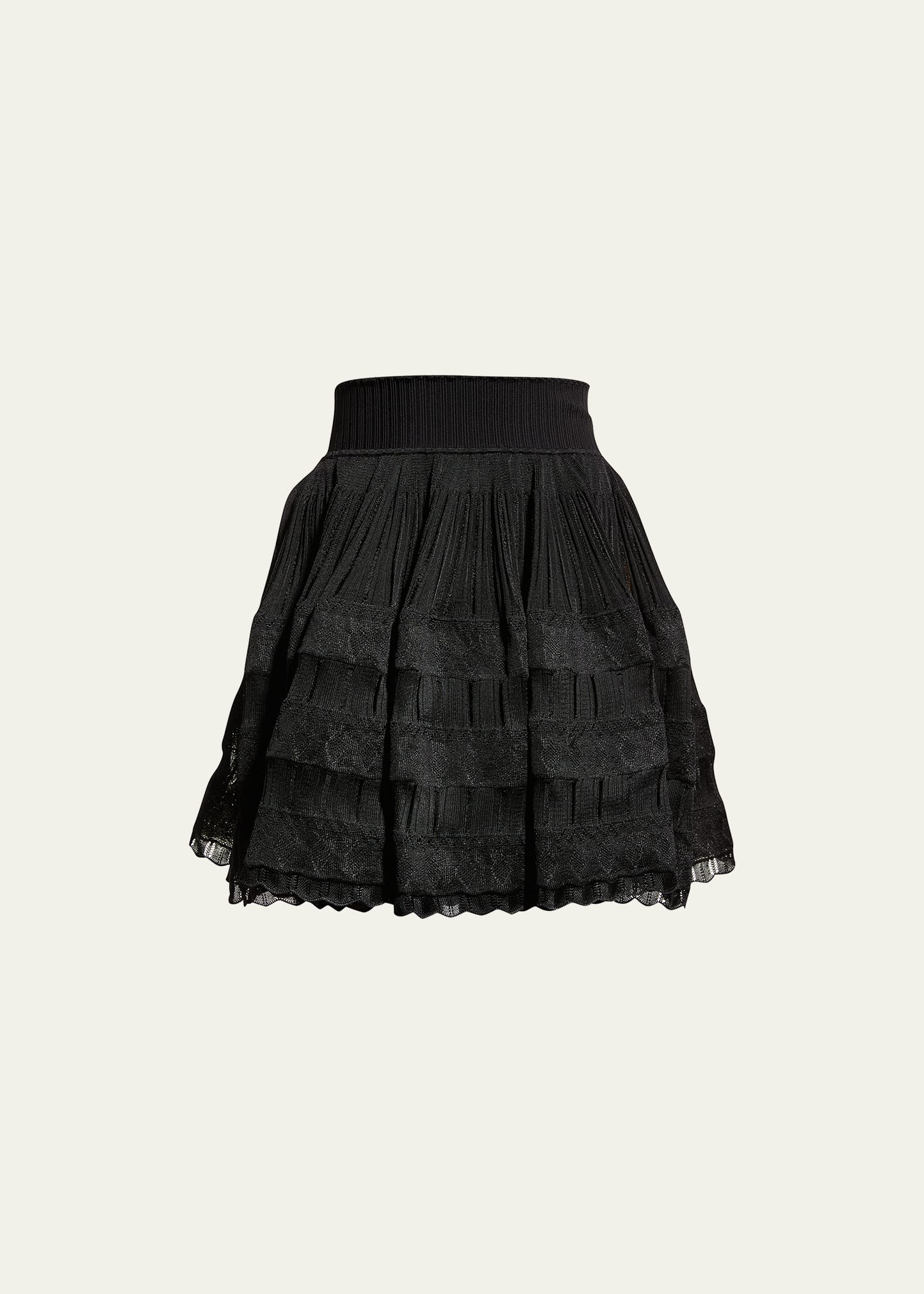 Alaïa Woman High Waist Black Fluid Short Skirt In Noir Alaia